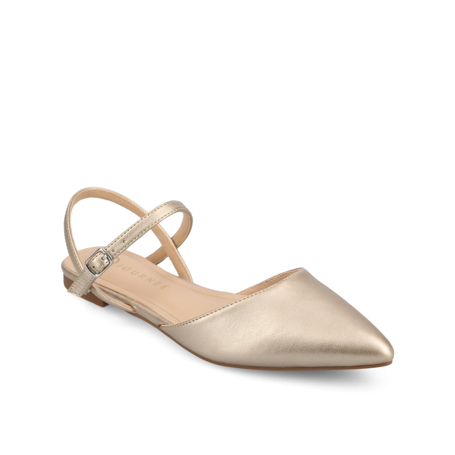 MARTINE SLINGBACK FLATS IN VEGAN LEATHER - Champagne PU