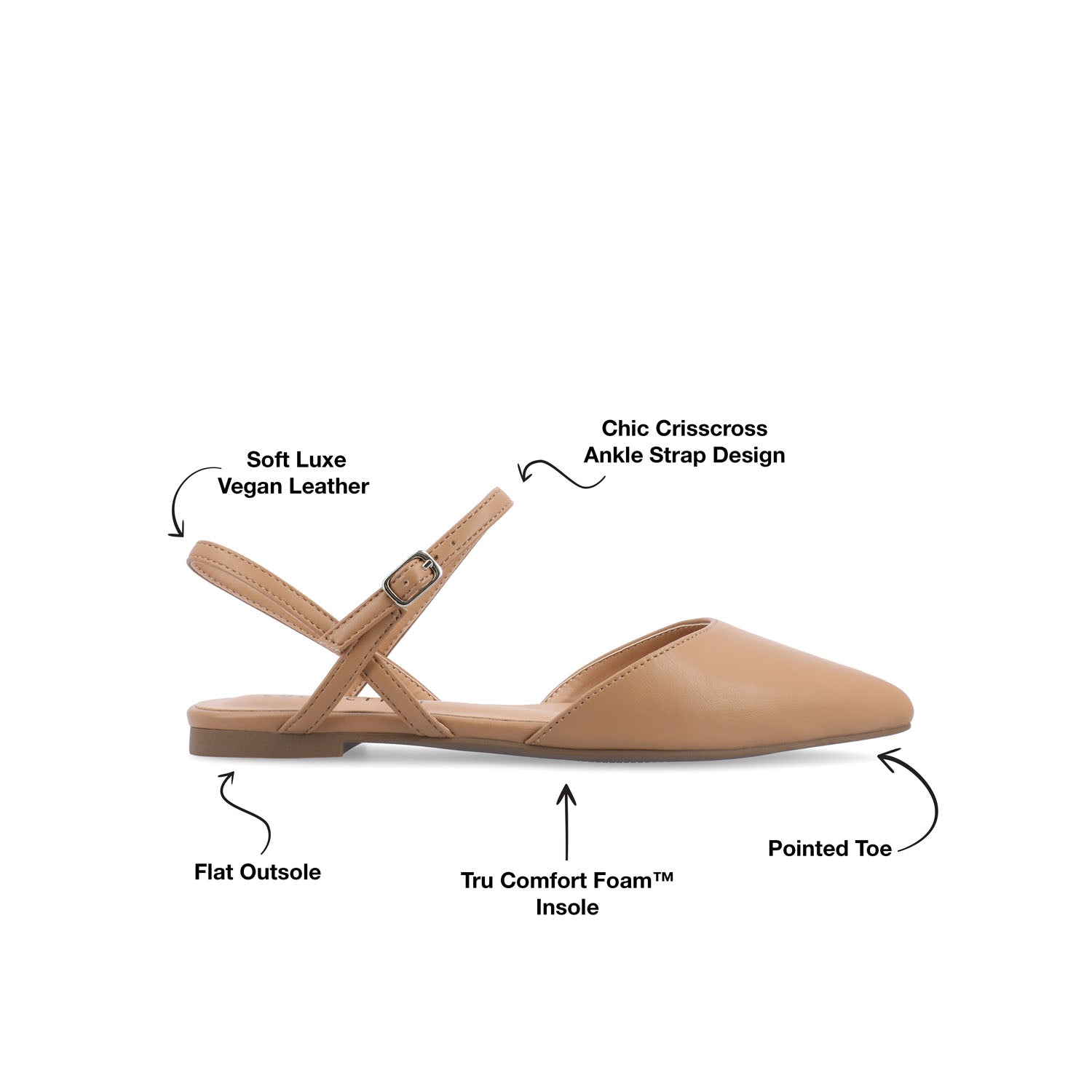 MARTINE SLINGBACK FLATS IN WARM SHADES - Caramel