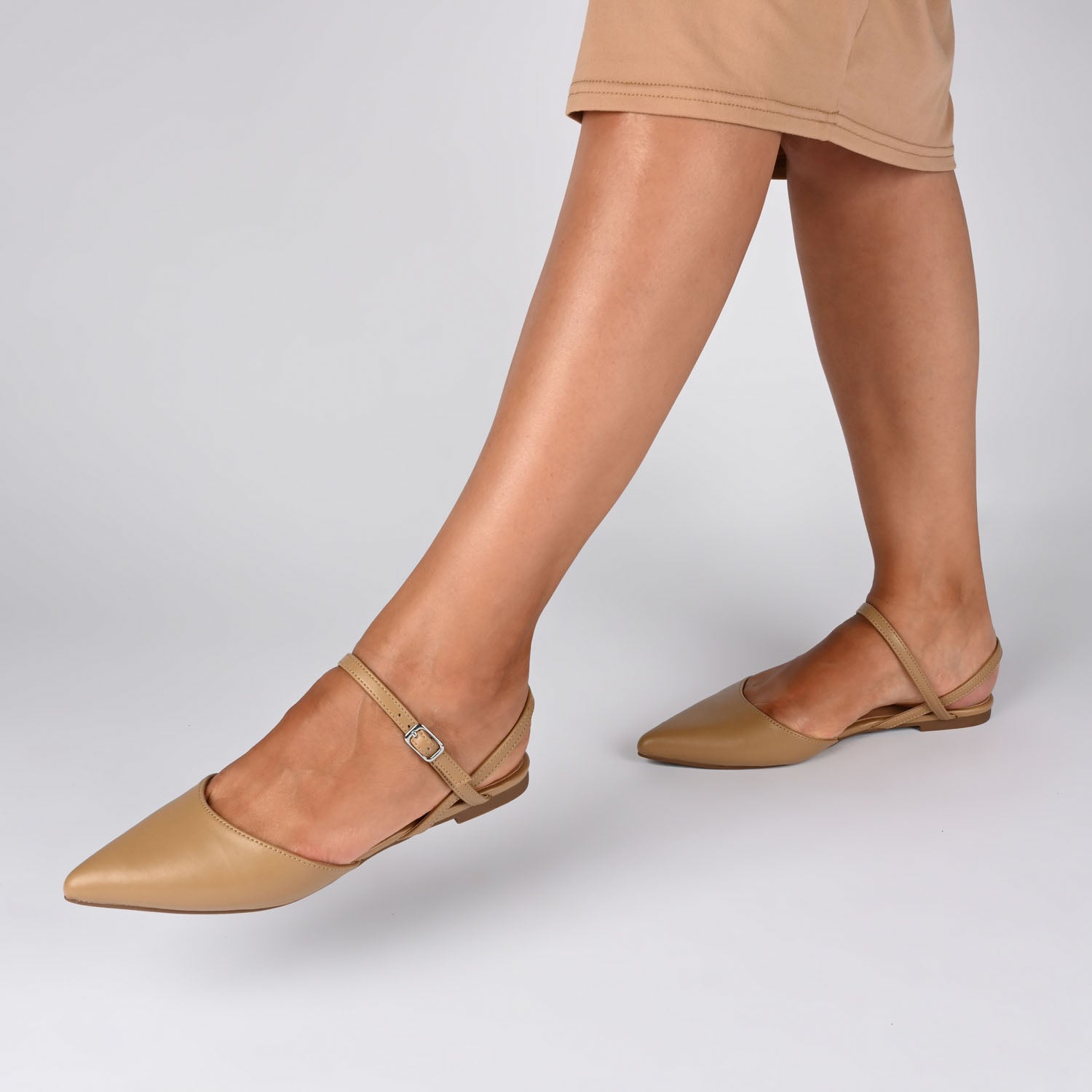 MARTINE SLINGBACK FLATS IN WARM SHADES - Caramel