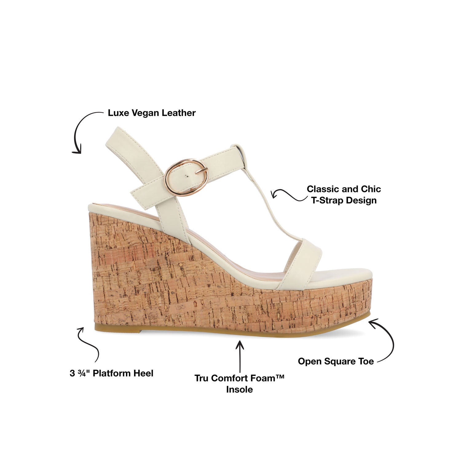 MATILDAA CORK WEDGE HEEL SANDALS IN VEGAN LEATHER - Bone