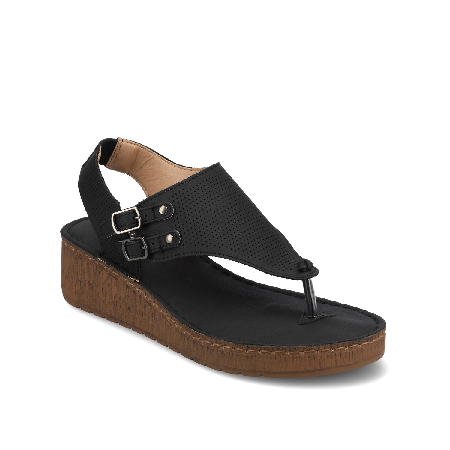 MCKELL WEDGE HEEL SANDALS IN VEGAN LEATHER - Black