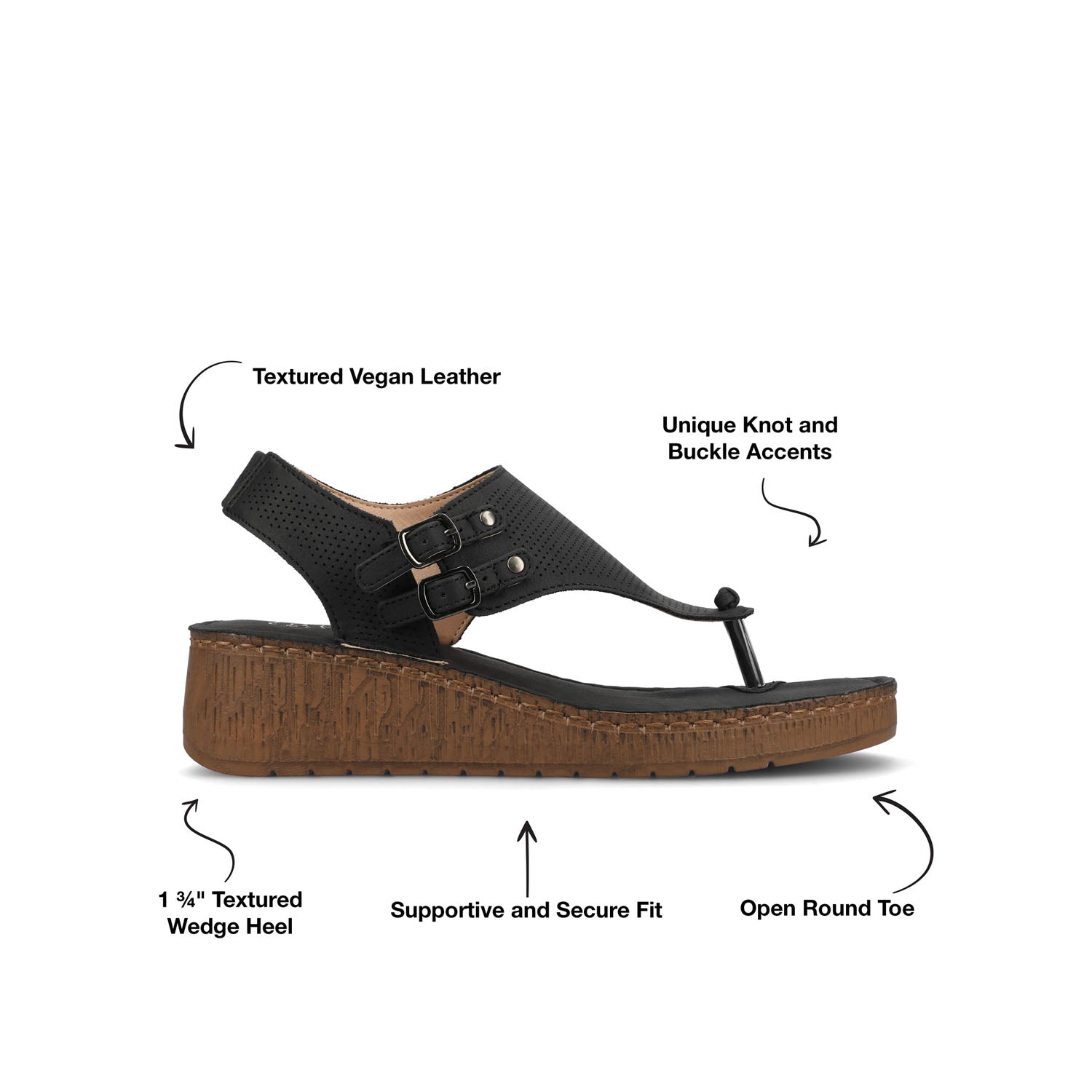 MCKELL WEDGE HEEL SANDALS IN VEGAN LEATHER - Black