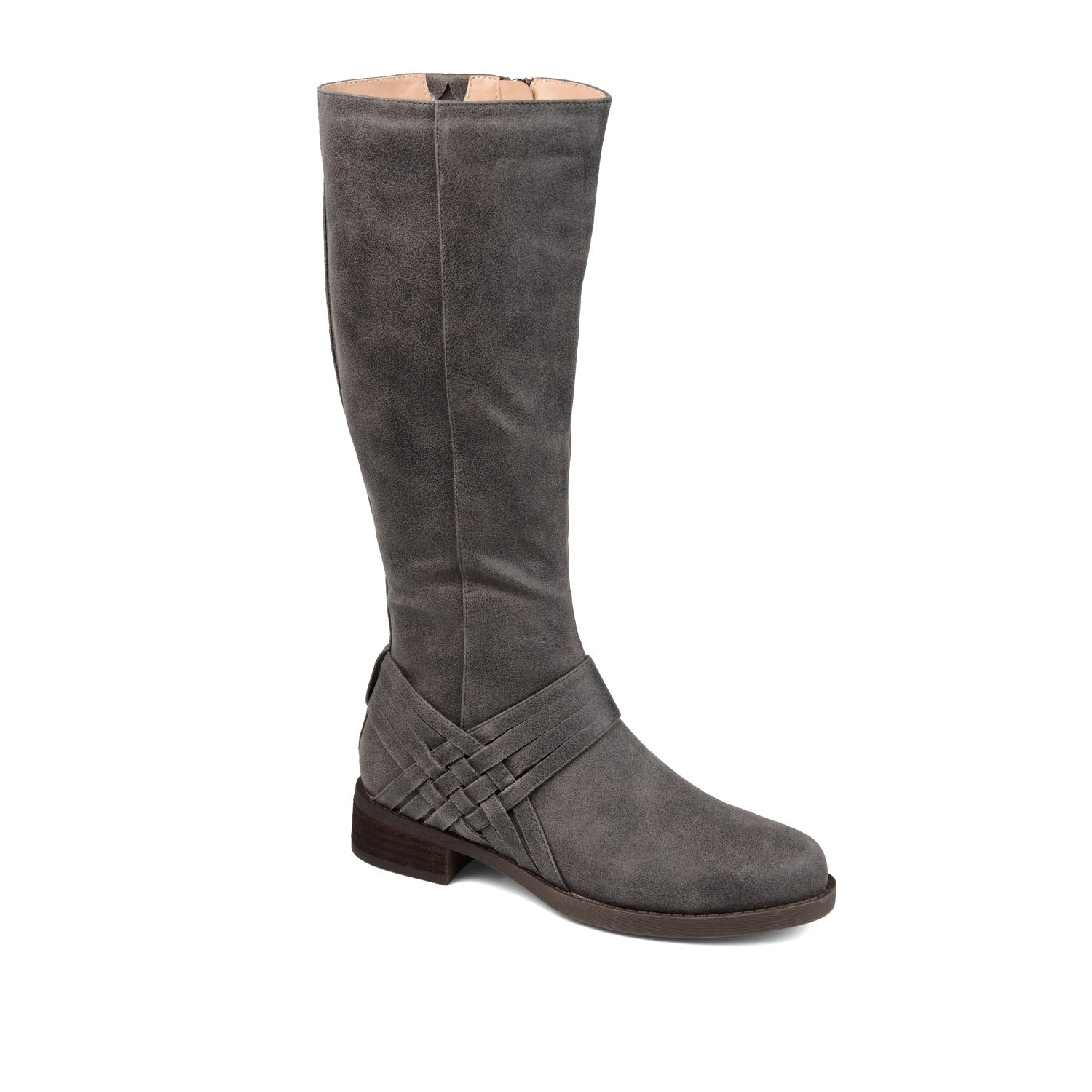 MEG RIDING BOOTS IN X-WIDE CALF - Grey PU