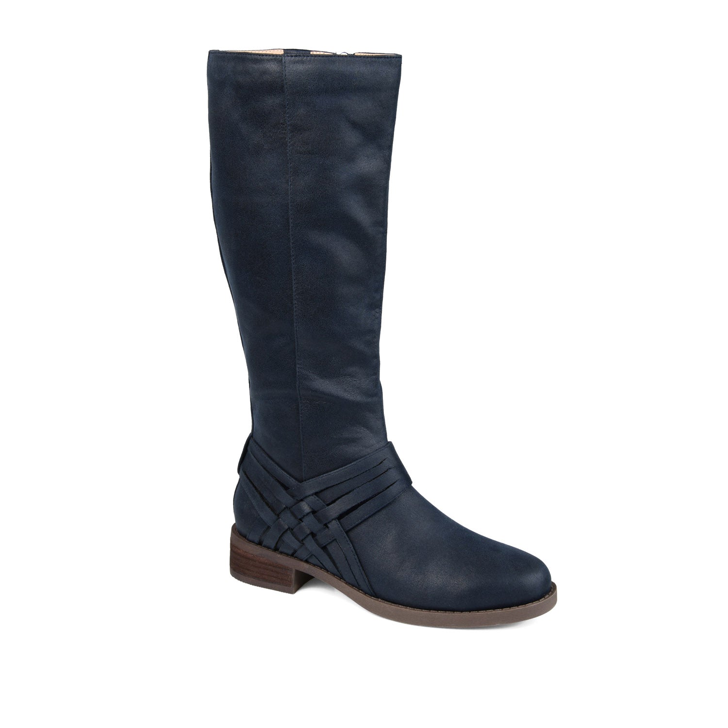 MEG RIDING BOOTS IN X-WIDE CALF - Navy PU