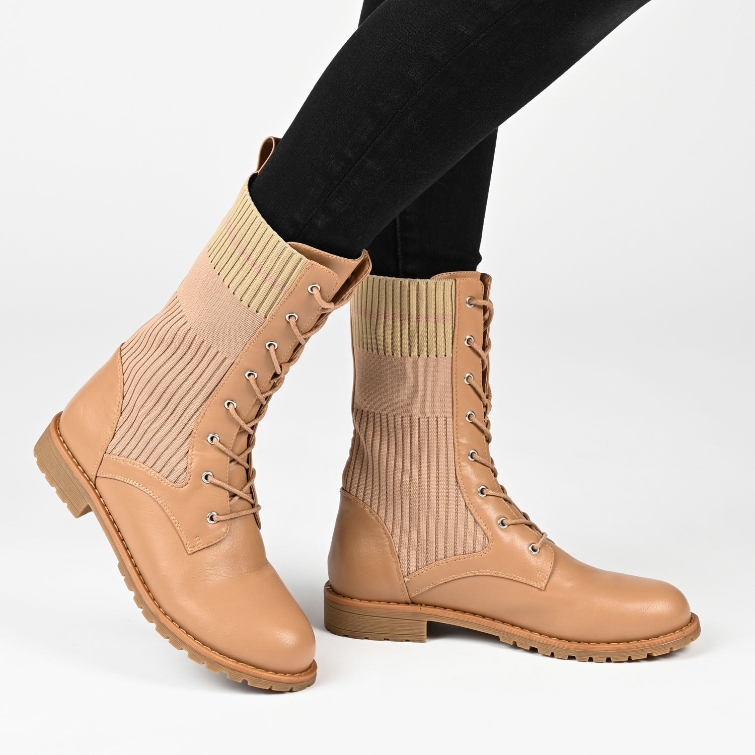 MELEI LACE UP BOOTS IN VEGAN LEATHER