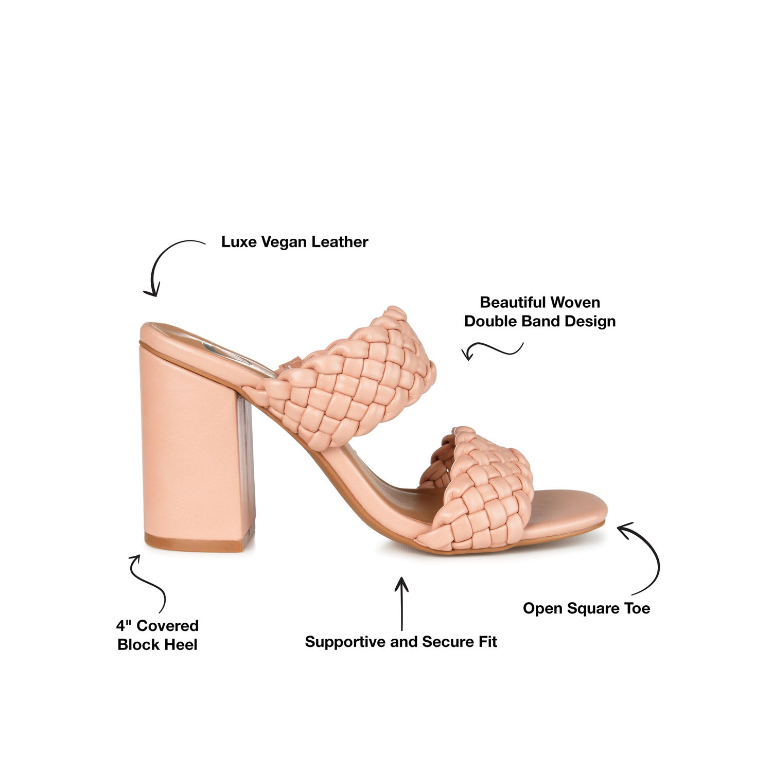 MELISSA MULE BLOCK HEELS IN WIDE - Blush
