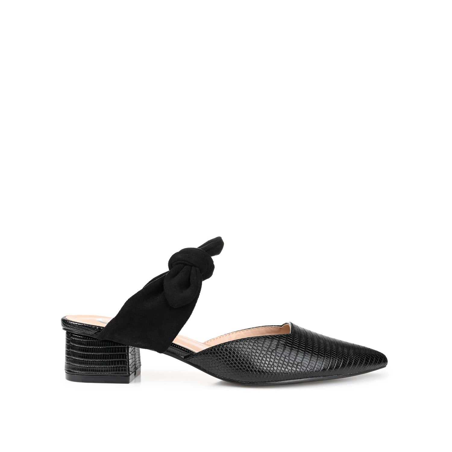MELORA LOW BLOCK HEELS IN VEGAN LEATHER - Black