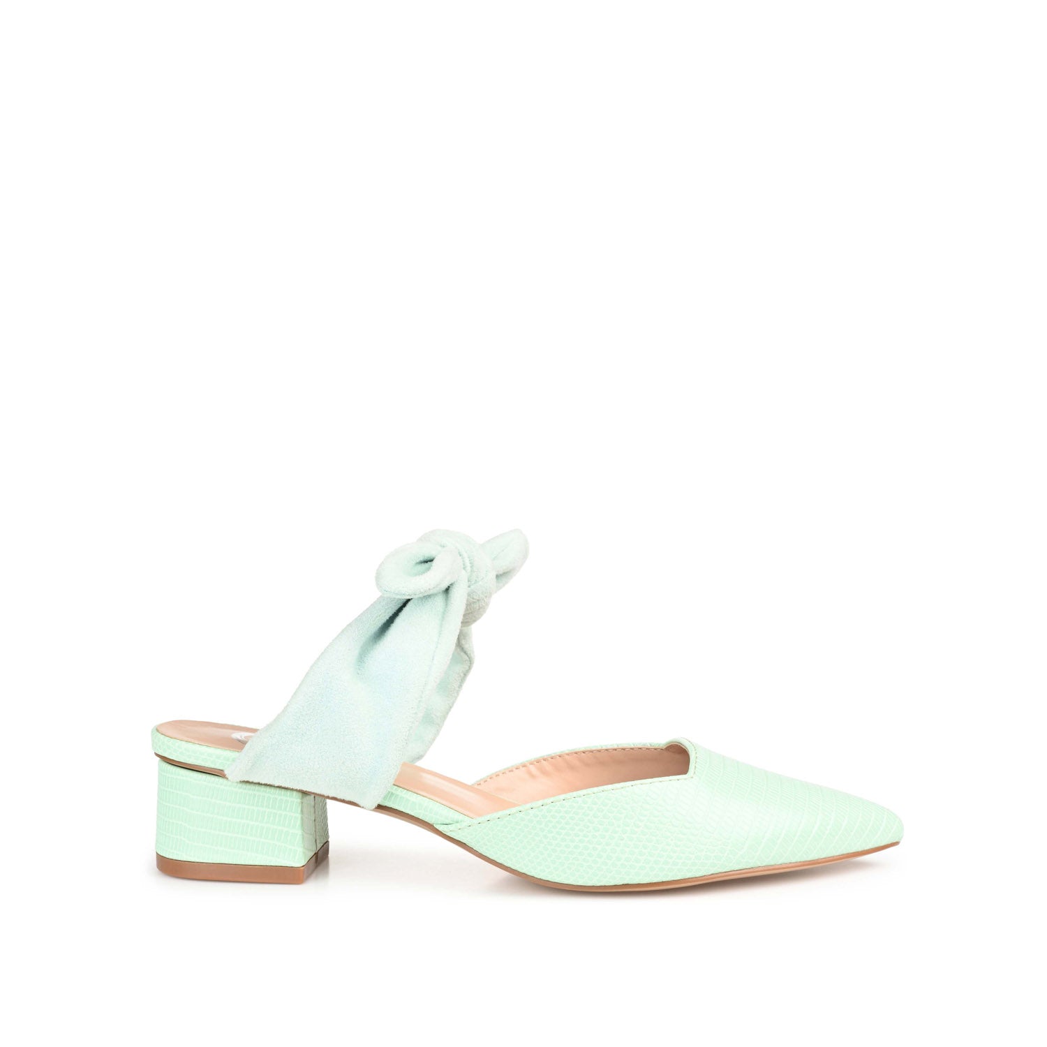 MELORA LOW BLOCK HEELS IN VEGAN LEATHER - Mint