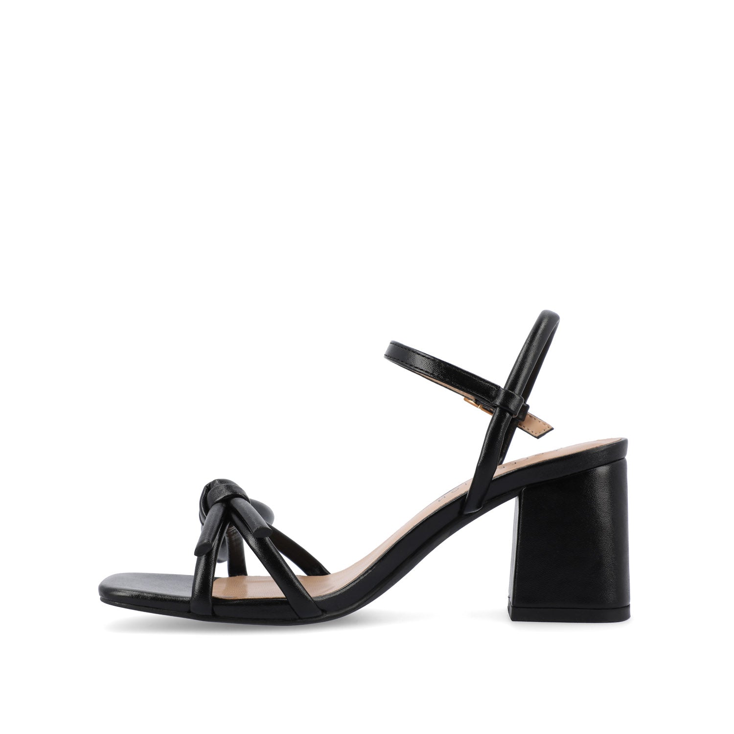 MERYL STRAPPY BLOCK HEELS IN FABRIC - Black