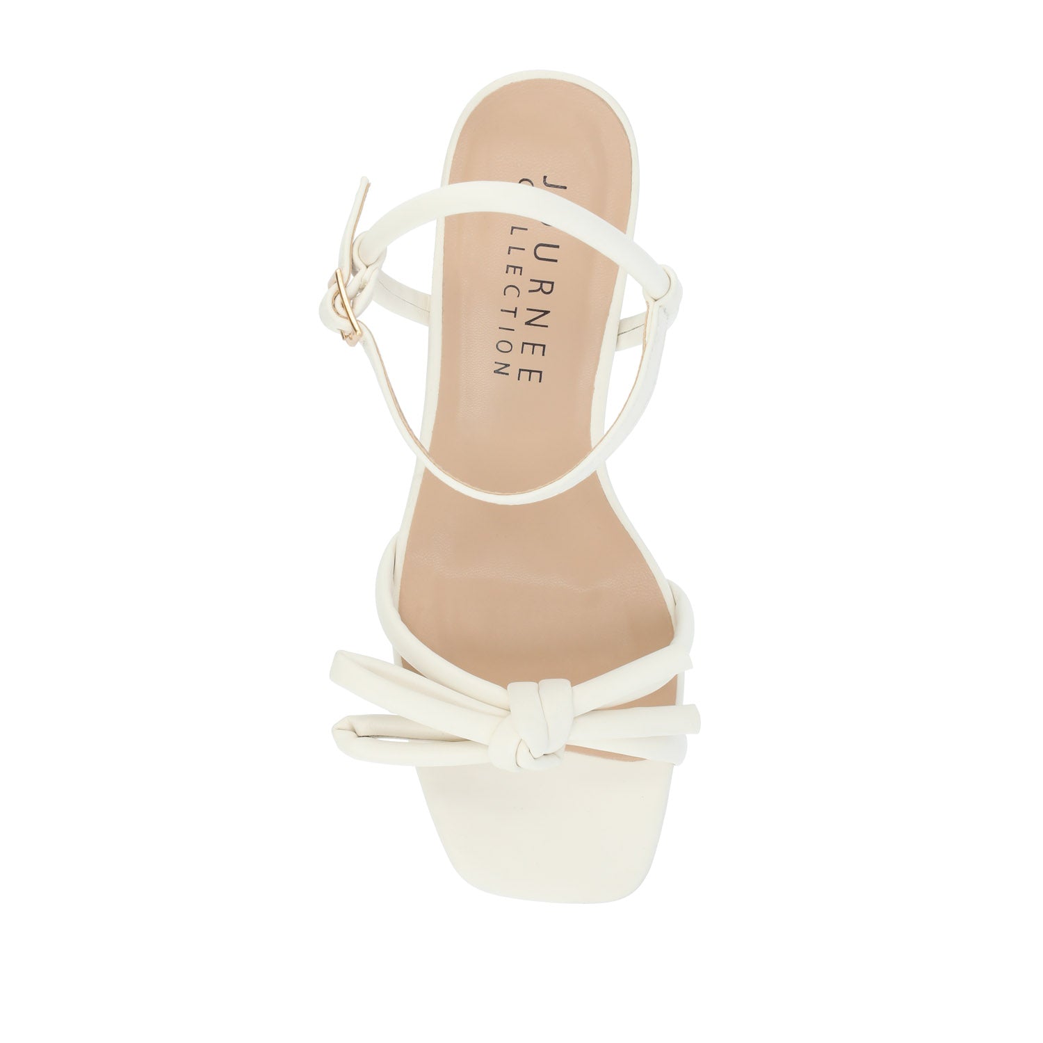 MERYL STRAPPY BLOCK HEELS IN FABRIC - Bone