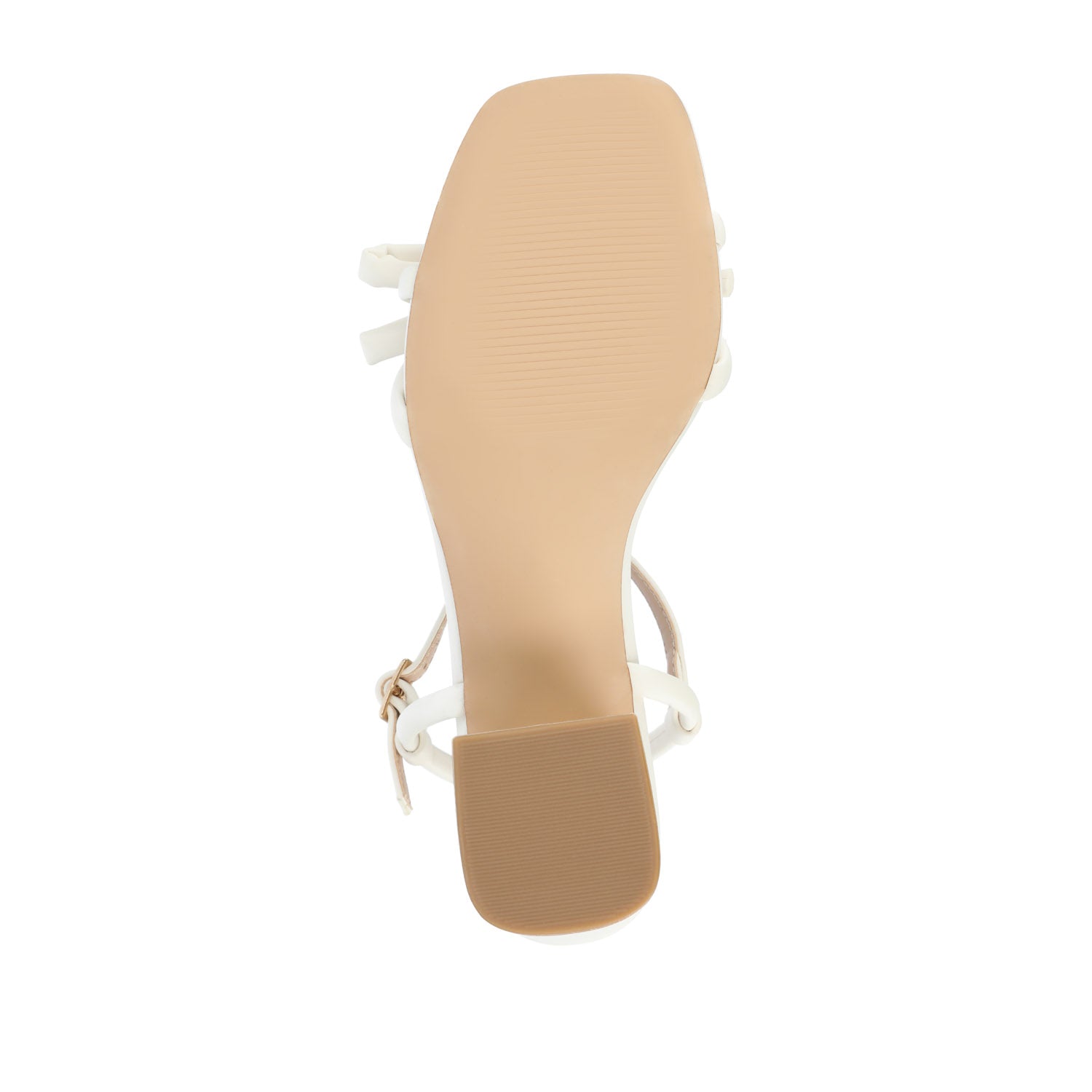 MERYL STRAPPY BLOCK HEELS IN FABRIC - Bone