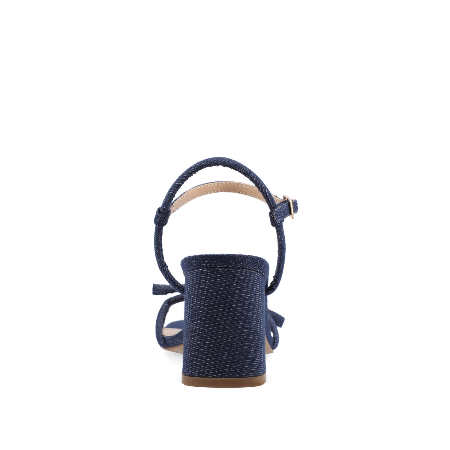 MERYL STRAPPY BLOCK HEELS IN FABRIC - Dark Denim