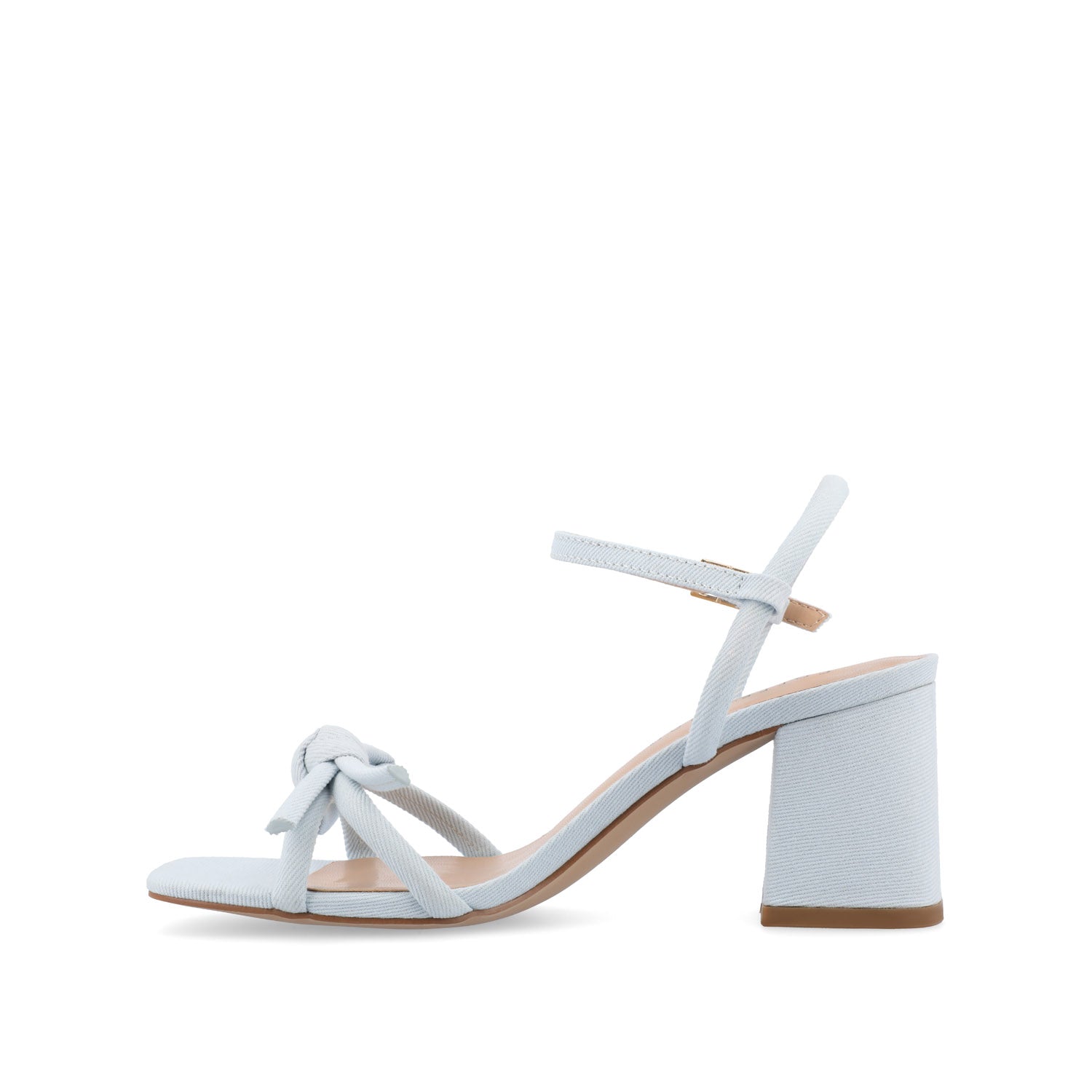 MERYL STRAPPY BLOCK HEELS IN FABRIC