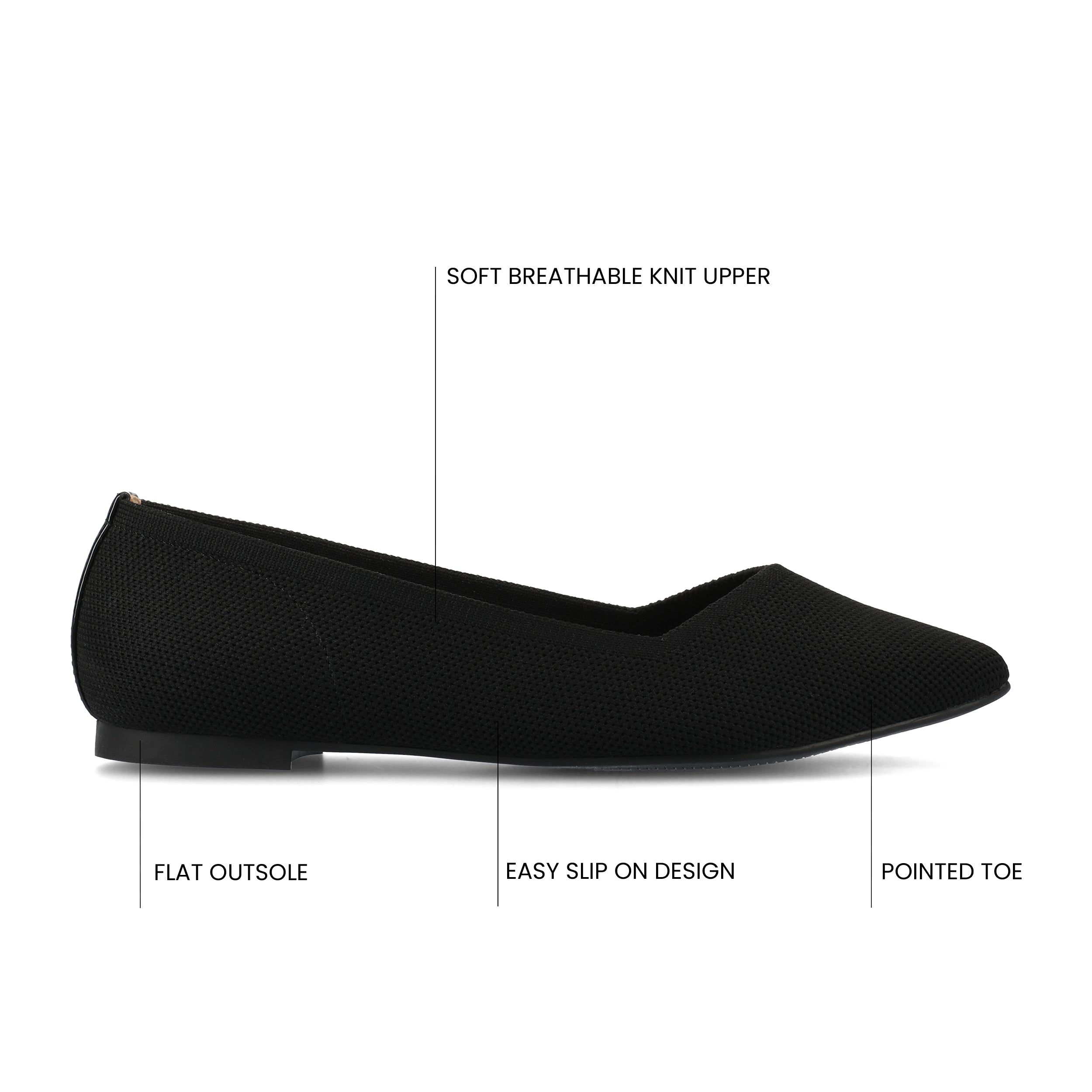 MINNAH BALLET FLATS IN KNIT FABRIC - Black Knit