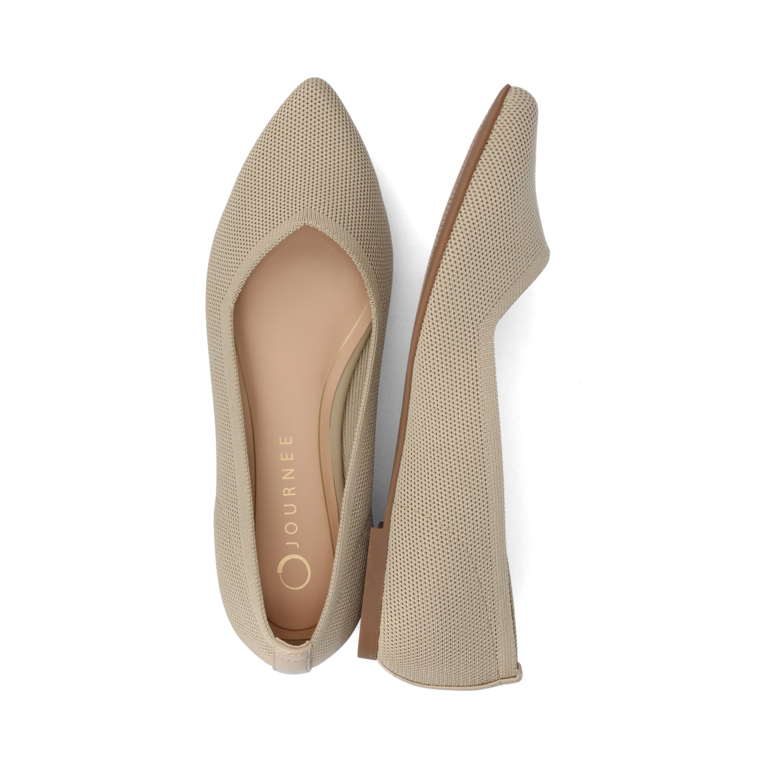 MINNAH BALLET FLATS IN KNIT FABRIC - Taupe Knit