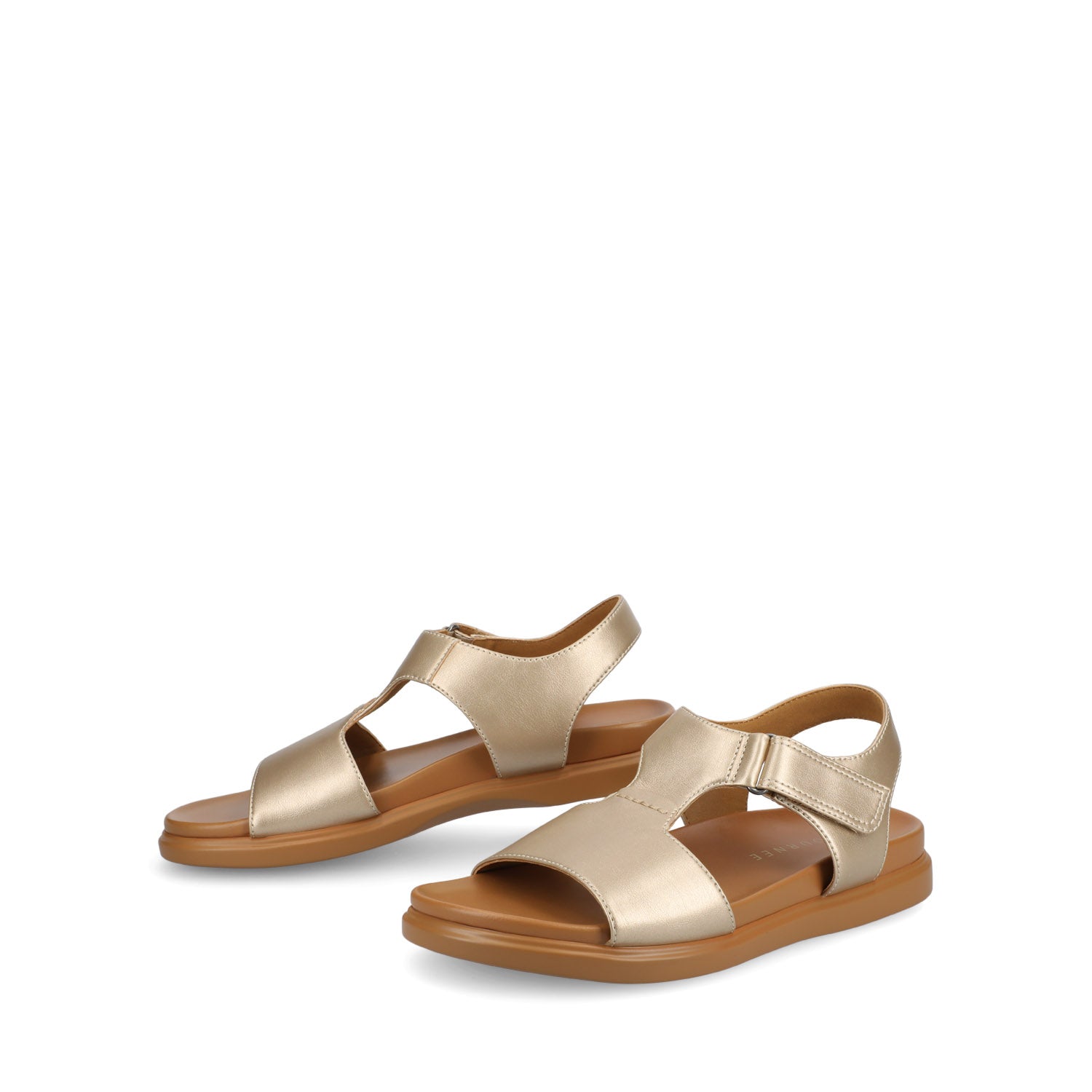 MIRA T-STRAP SANDALS - Champagne
