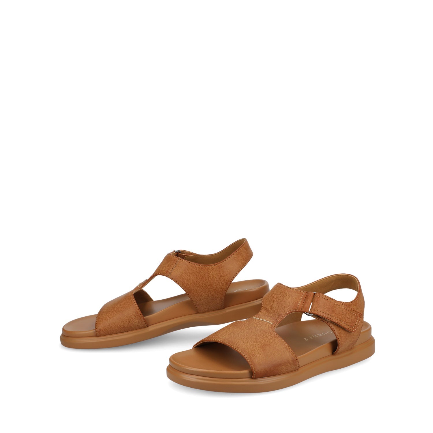 MIRA T-STRAP SANDALS - Cognac
