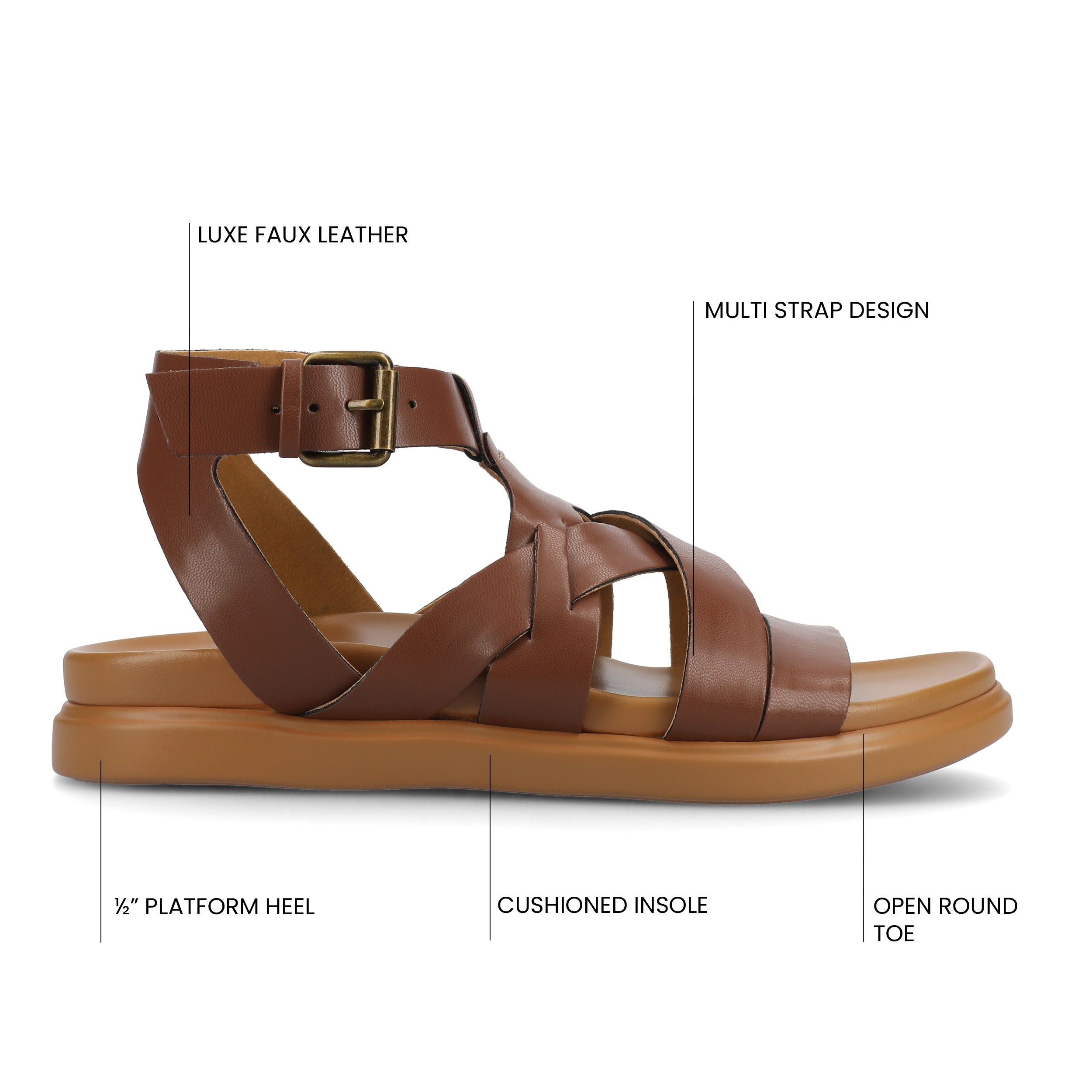 MISTEE MULTI STRAP SANDALS - Cognac