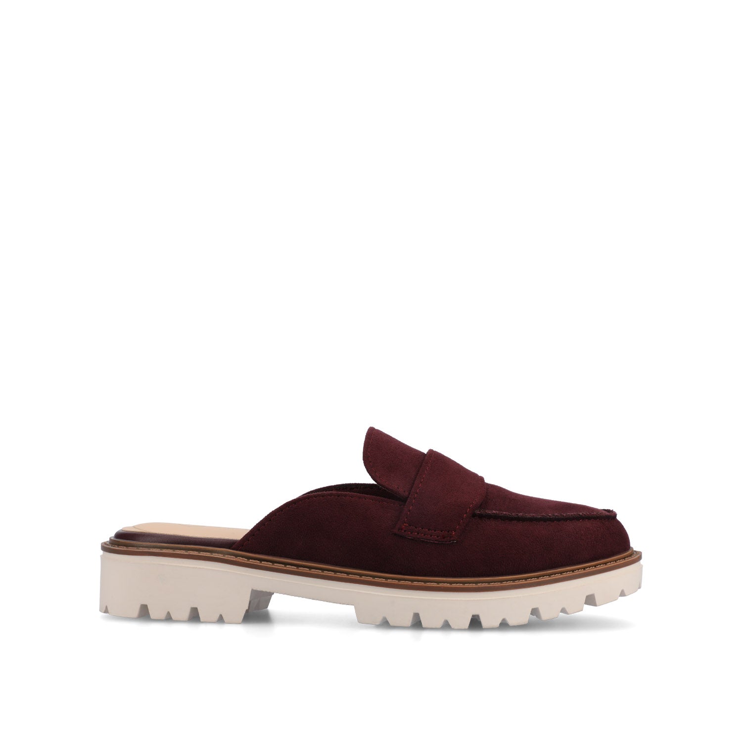 MIYCAH MULED LOAFER FLATS IN FAUX SUEDE - Oxblood Nubuck