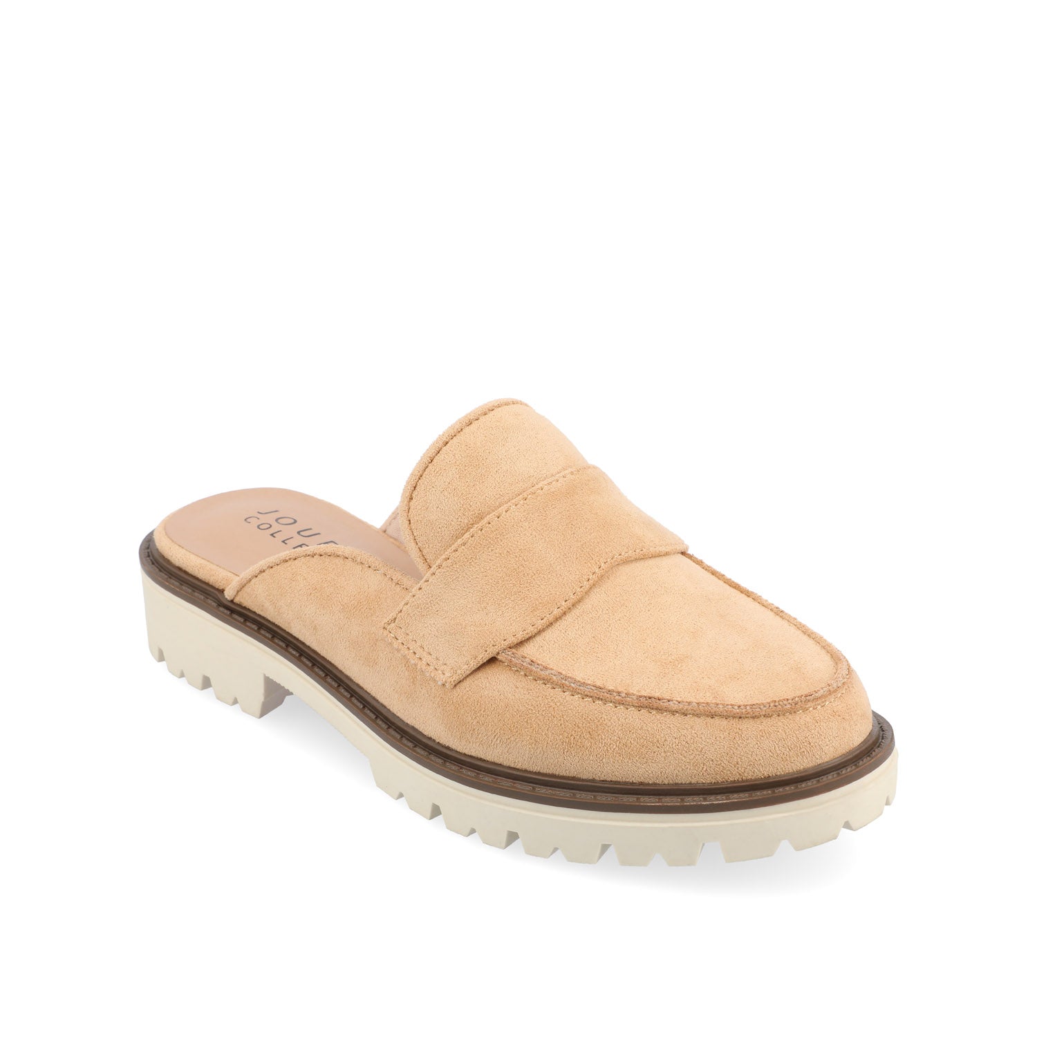 MIYCAH MULED LOAFER FLATS IN FAUX SUEDE - Tan