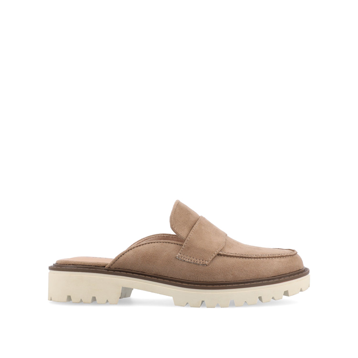 MIYCAH MULED LOAFER FLATS IN FAUX SUEDE - Taupe