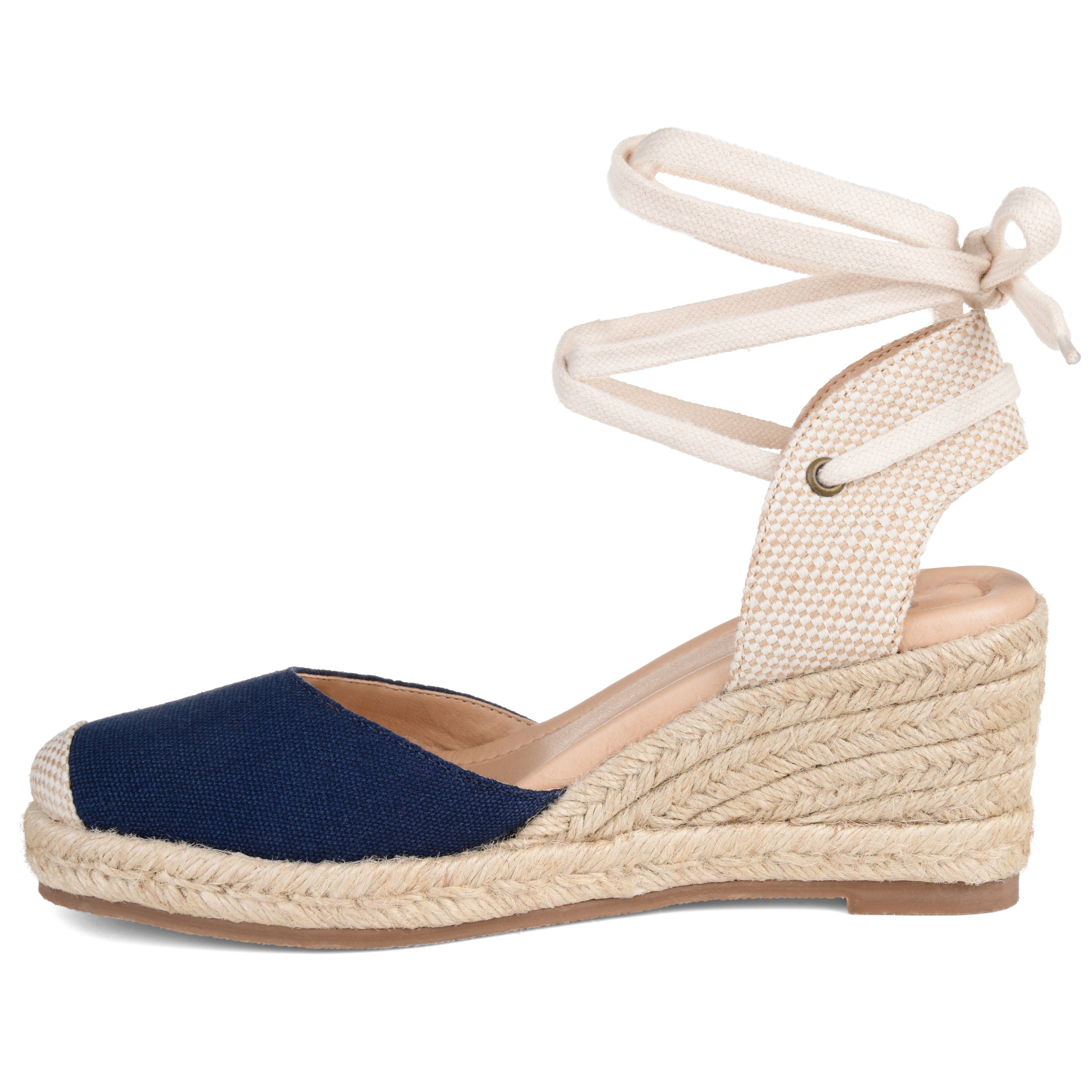 MONTE ESPADRILLE WEDGE SANDALS IN WIDE - Navy Blue Fabric