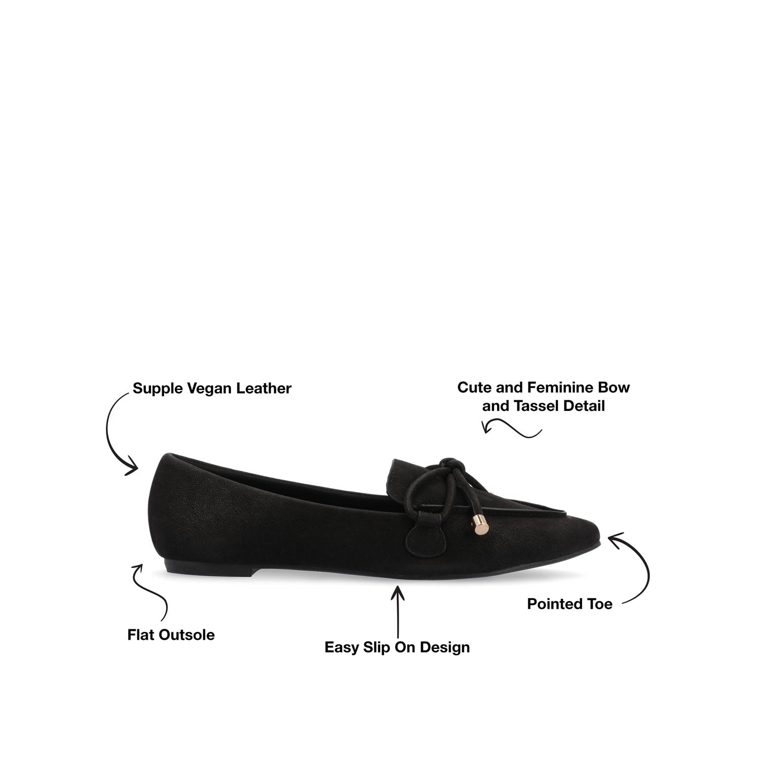 MURIEL LOAFER FLATS IN NARROW - Black