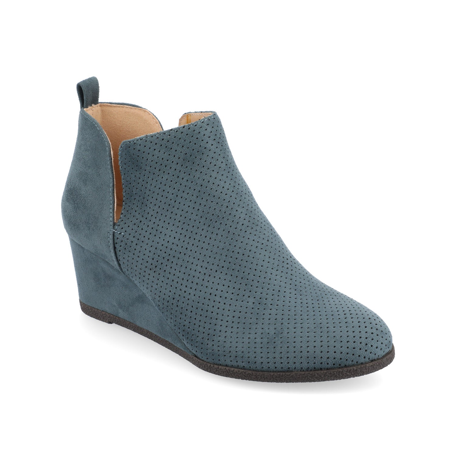 MYLEE WEDGE HEELED BOOTIES IN FAUX SUEDE - Blue