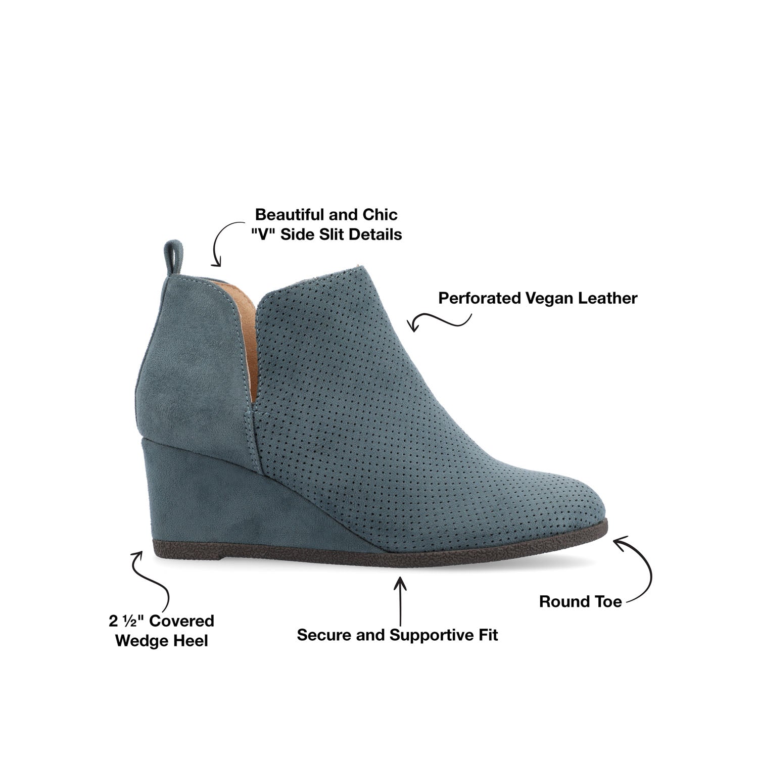 MYLEE WEDGE HEELED BOOTIES IN FAUX SUEDE - Blue