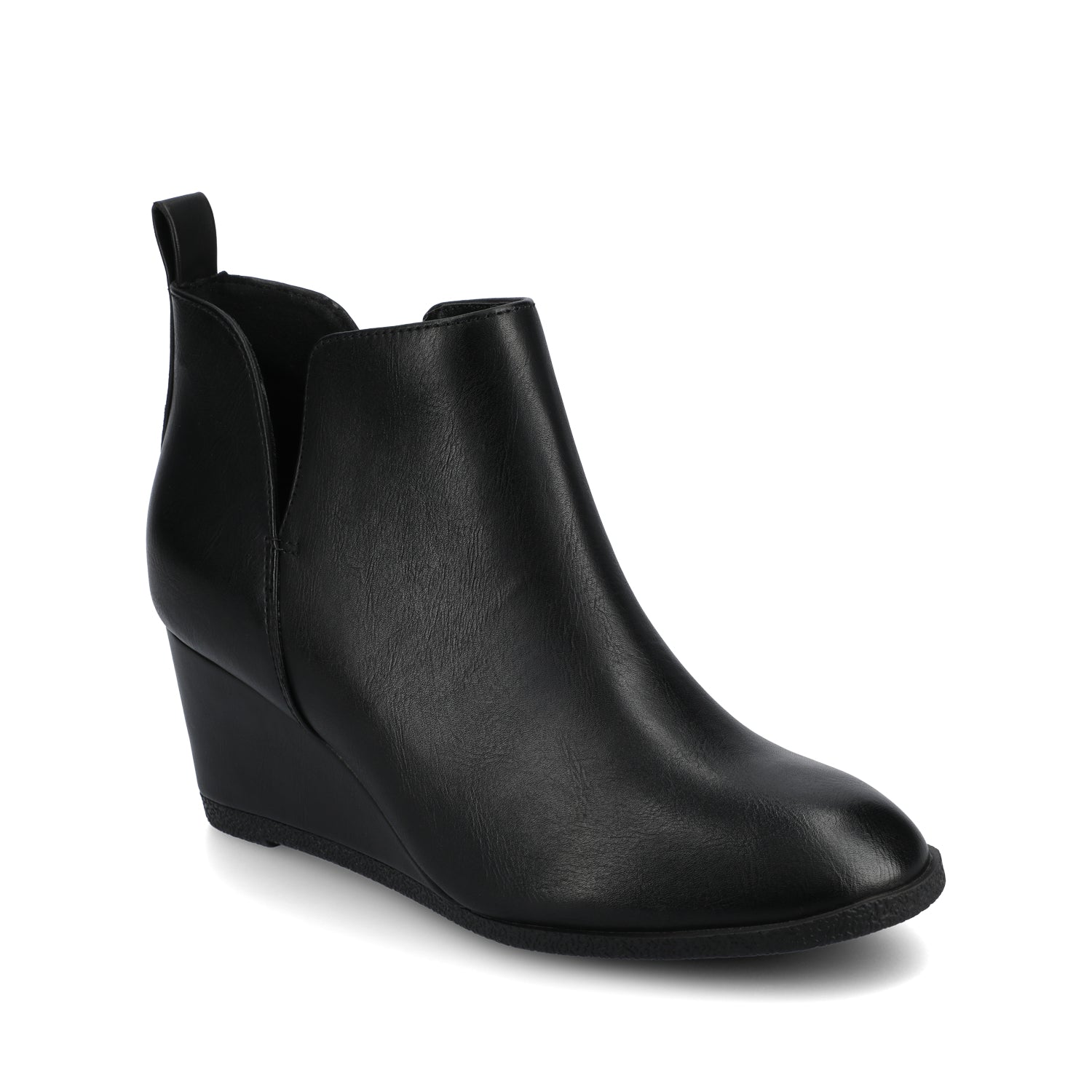 MYLEE WEDGE HEELED BOOTIES IN WIDE - Black PU