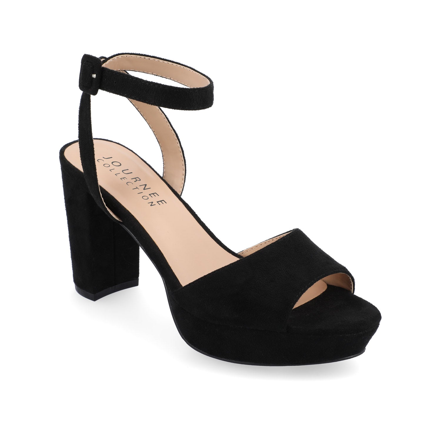 NAIRRI STRAPPY HEELS IN FAUX SUEDE - Black PU