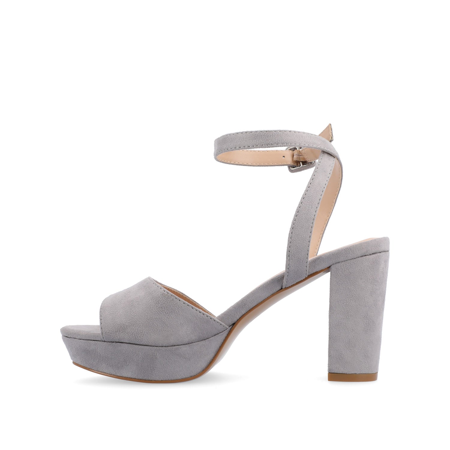 NAIRRI FAUX SUEDE STRAPPY HEELS IN WIDE - Grey