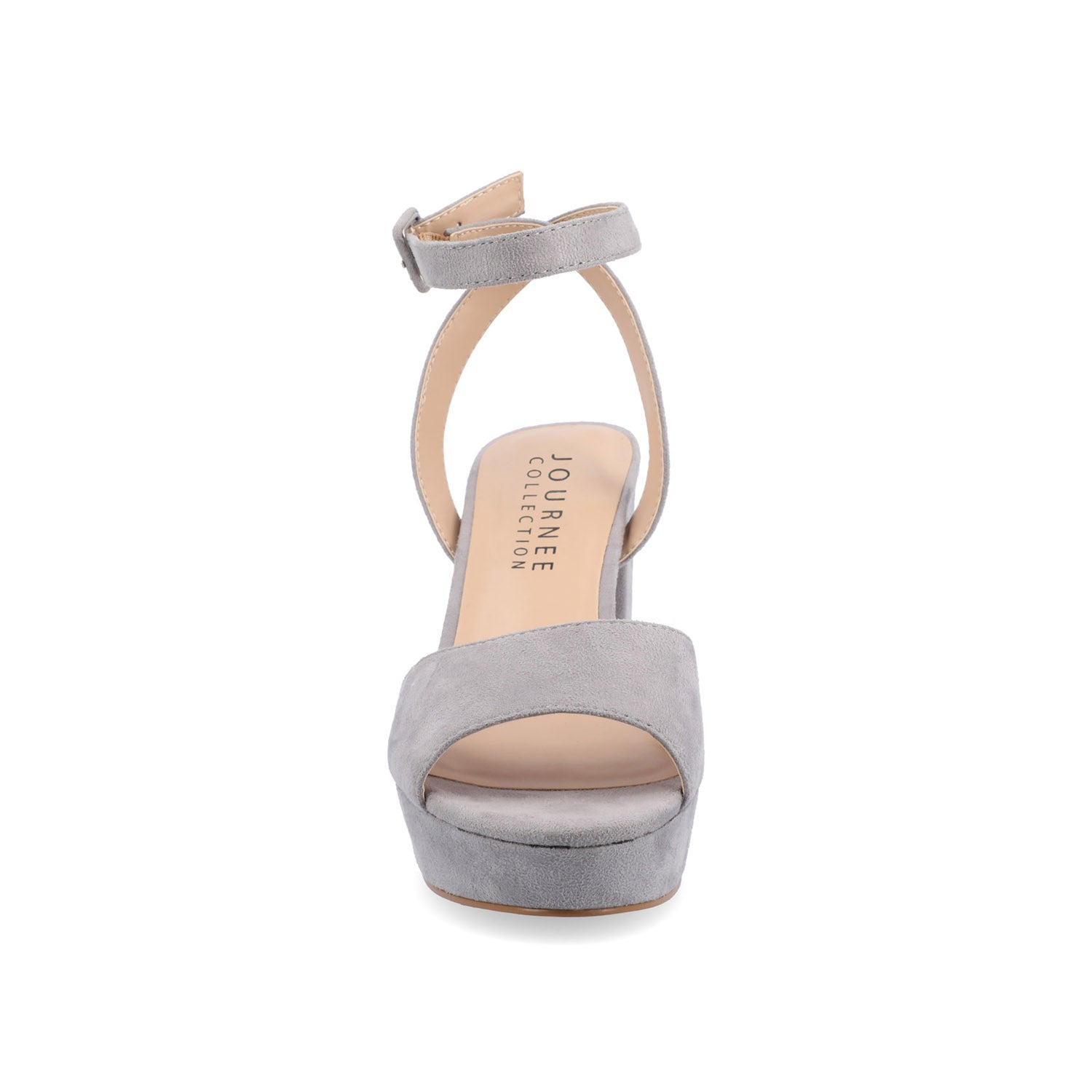 NAIRRI FAUX SUEDE STRAPPY HEELS IN WIDE - Grey