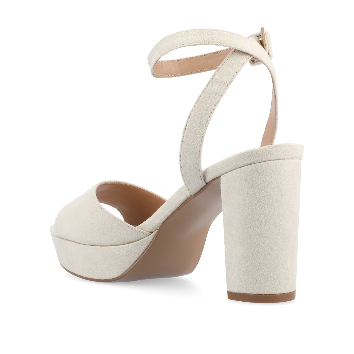 NAIRRI VEGAN LEATHER STRAPPY HEELS IN WIDE - Nude