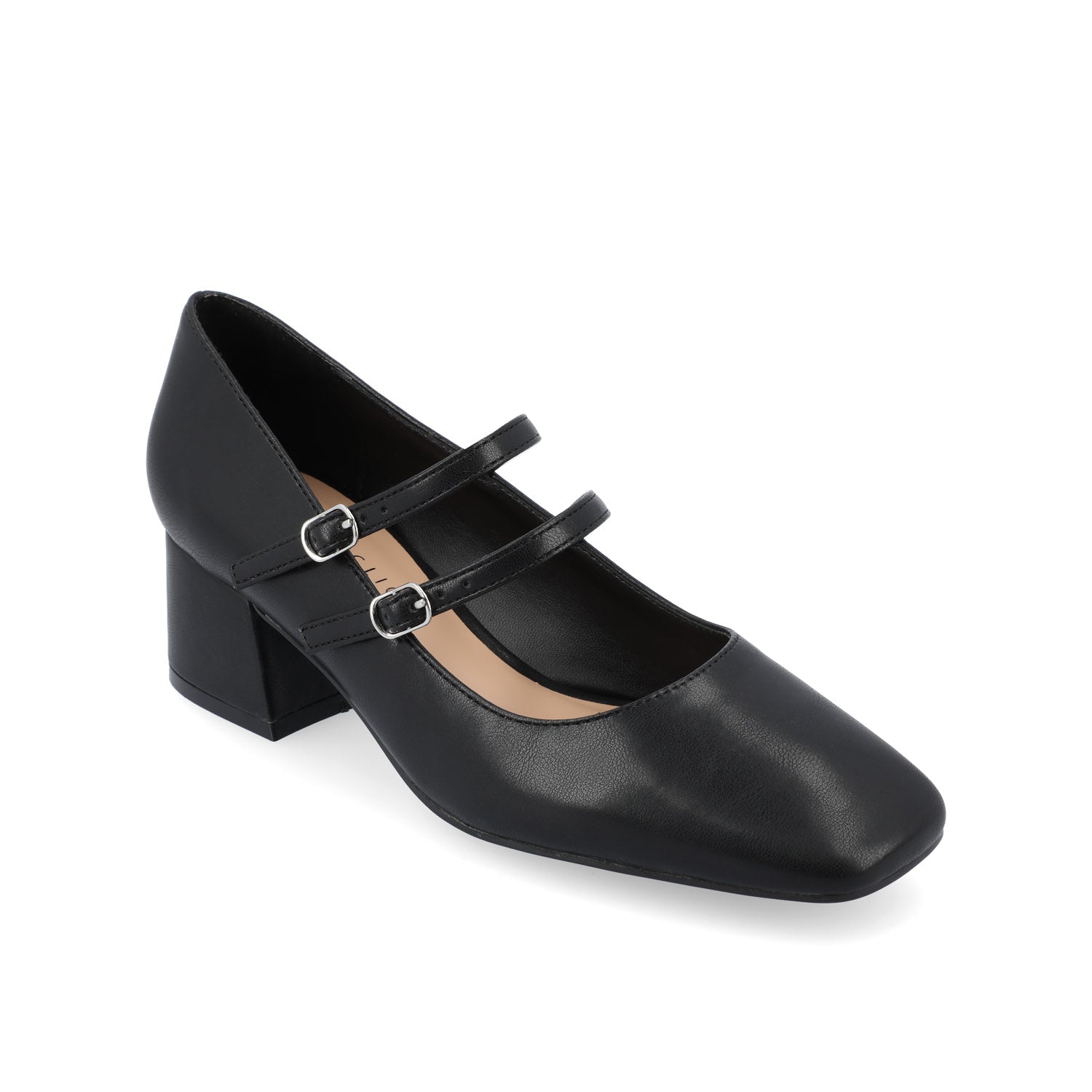 NALLY MARY JANE PUMP HEELS IN VEGAN LEATHER - Black