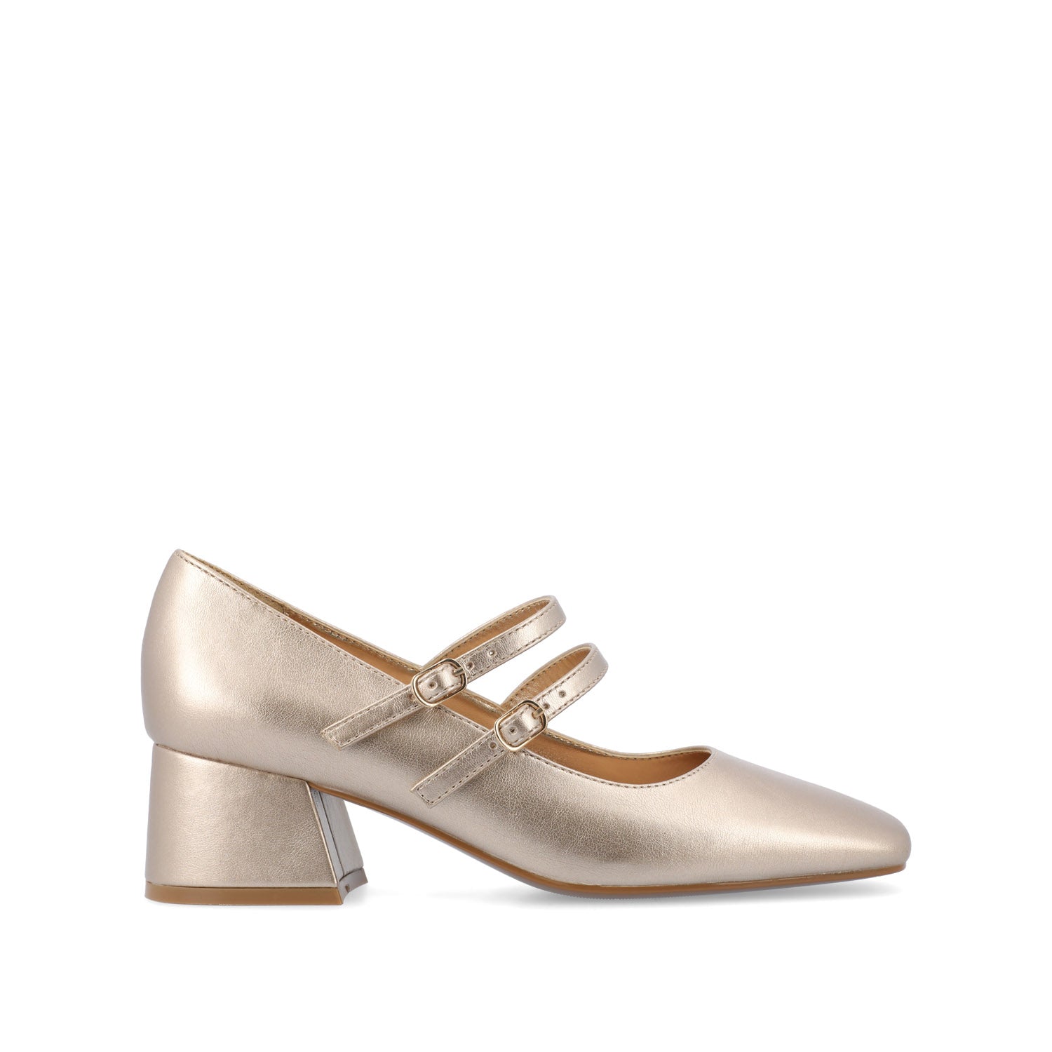 NALLY MARY JANE PUMP HEELS IN VEGAN LEATHER - Gold PU