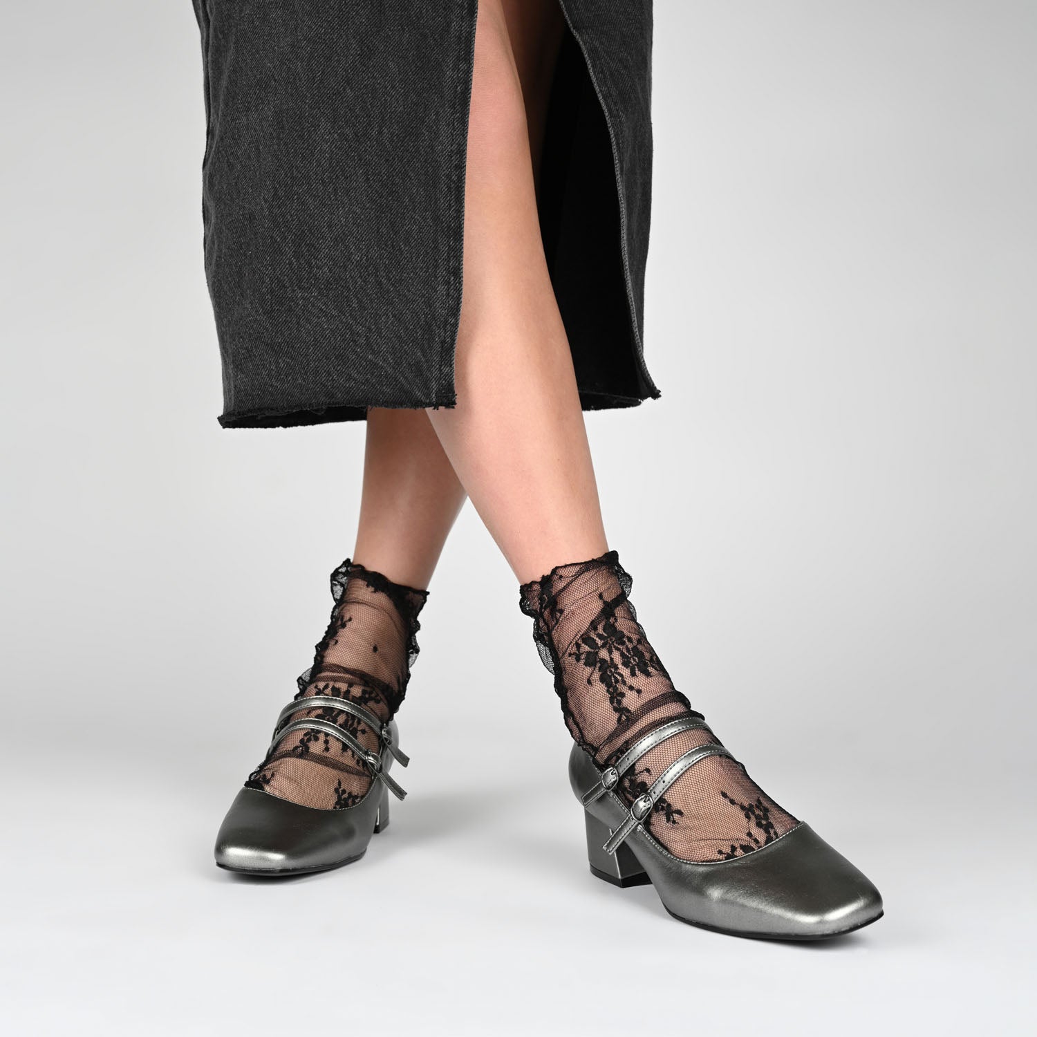 NALLY MARY JANE PUMP HEELS IN VEGAN LEATHER