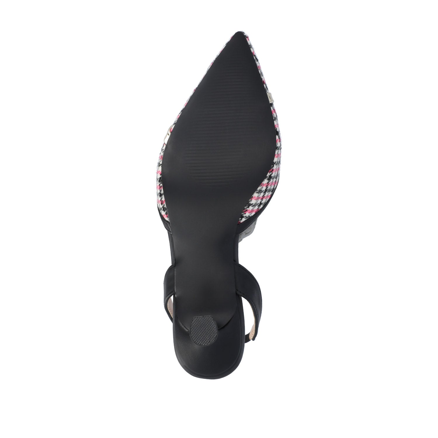 NELLIA TWEED SLINGBACK KITTEN HEELS IN WIDE - Black and Pink Houndstooth