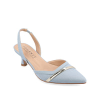 NELLIA SLINGBACK KITTEN HEELS IN TWEED - Light Denim