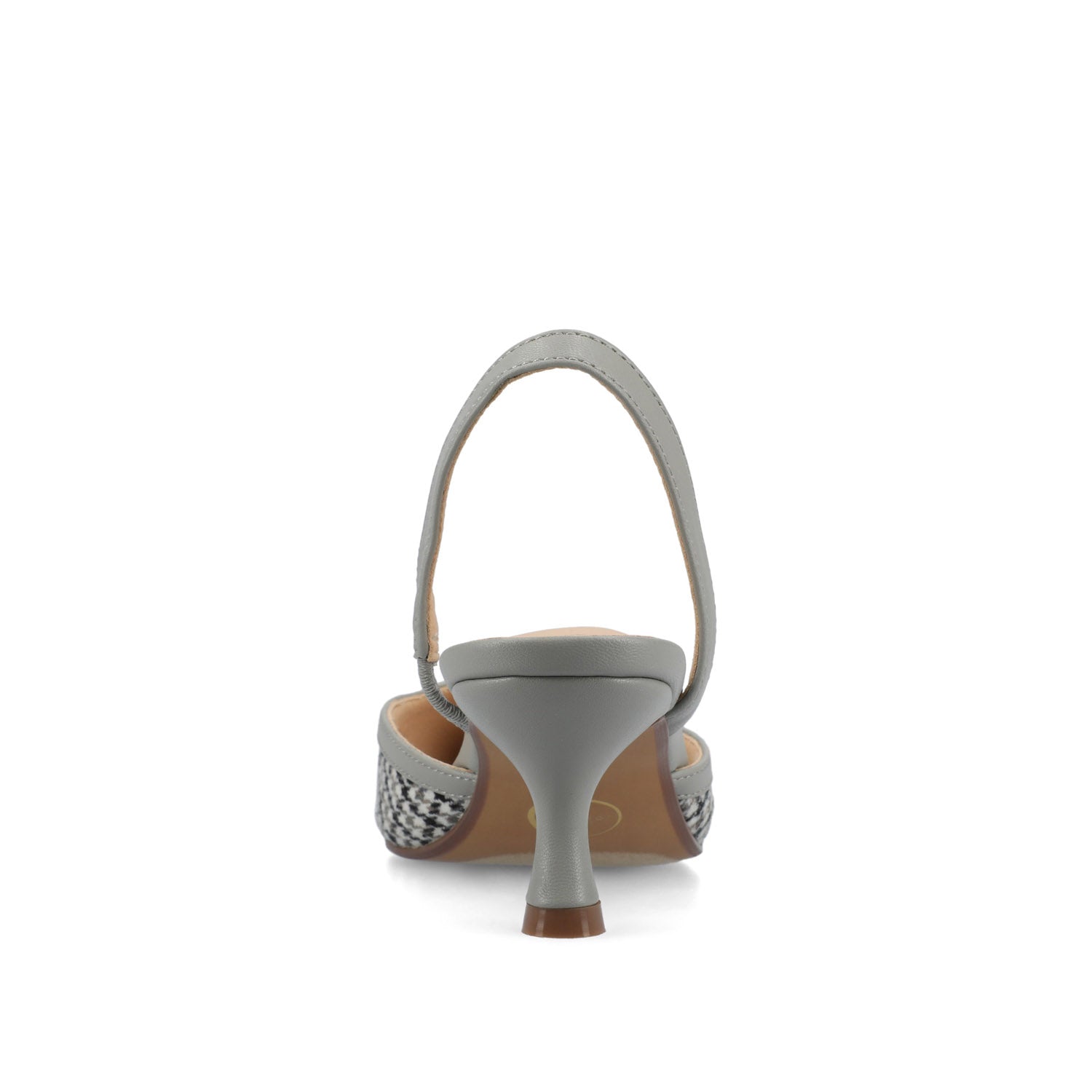 NELLIA SLINGBACK KITTEN HEELS IN TWEED - Grey Houndstooth Tweed