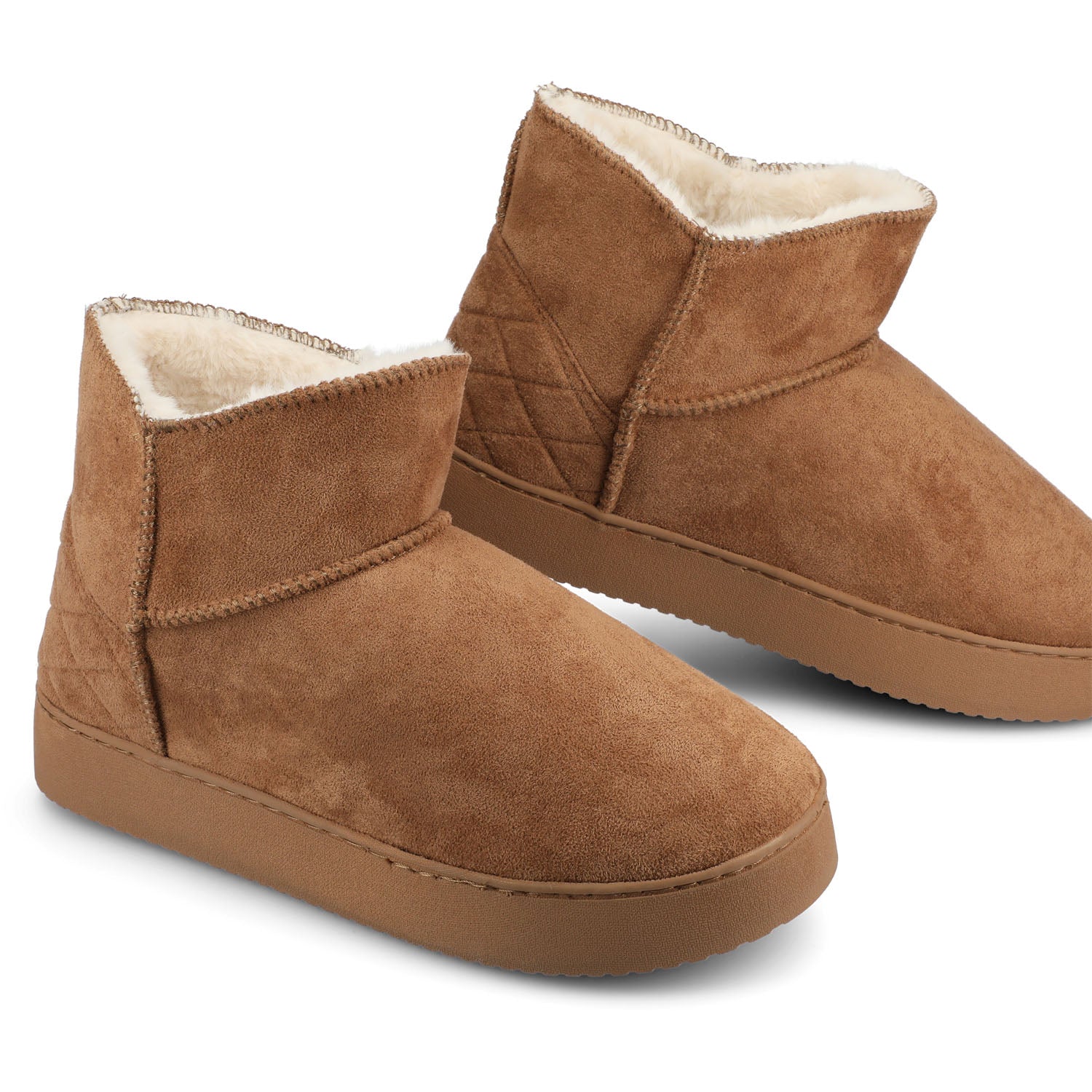 NOA SLIPPER BOOTIES IN FAUX SUEDE - Tan Faux Suede