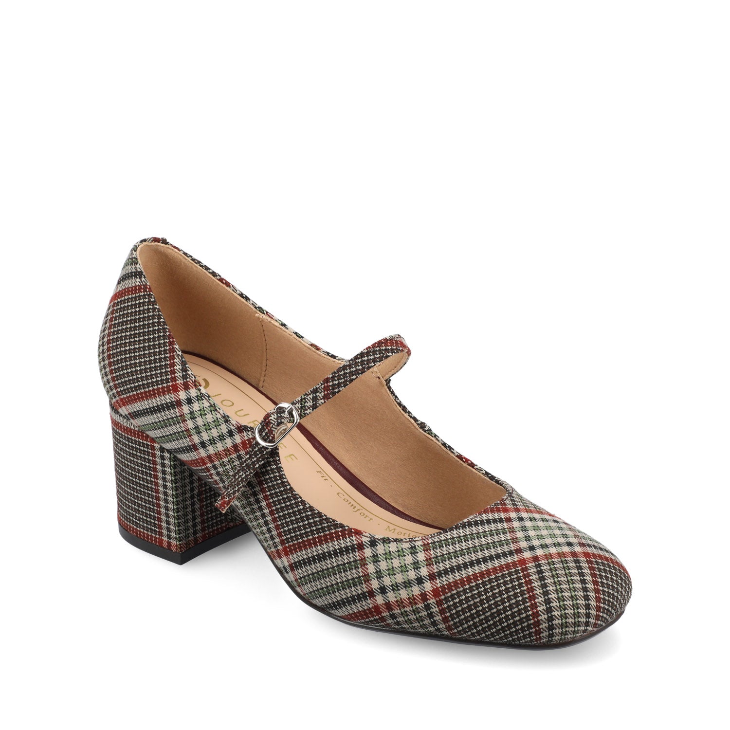 OKENNA LOW HEEL PUMP - Cream Chocolate Plaid