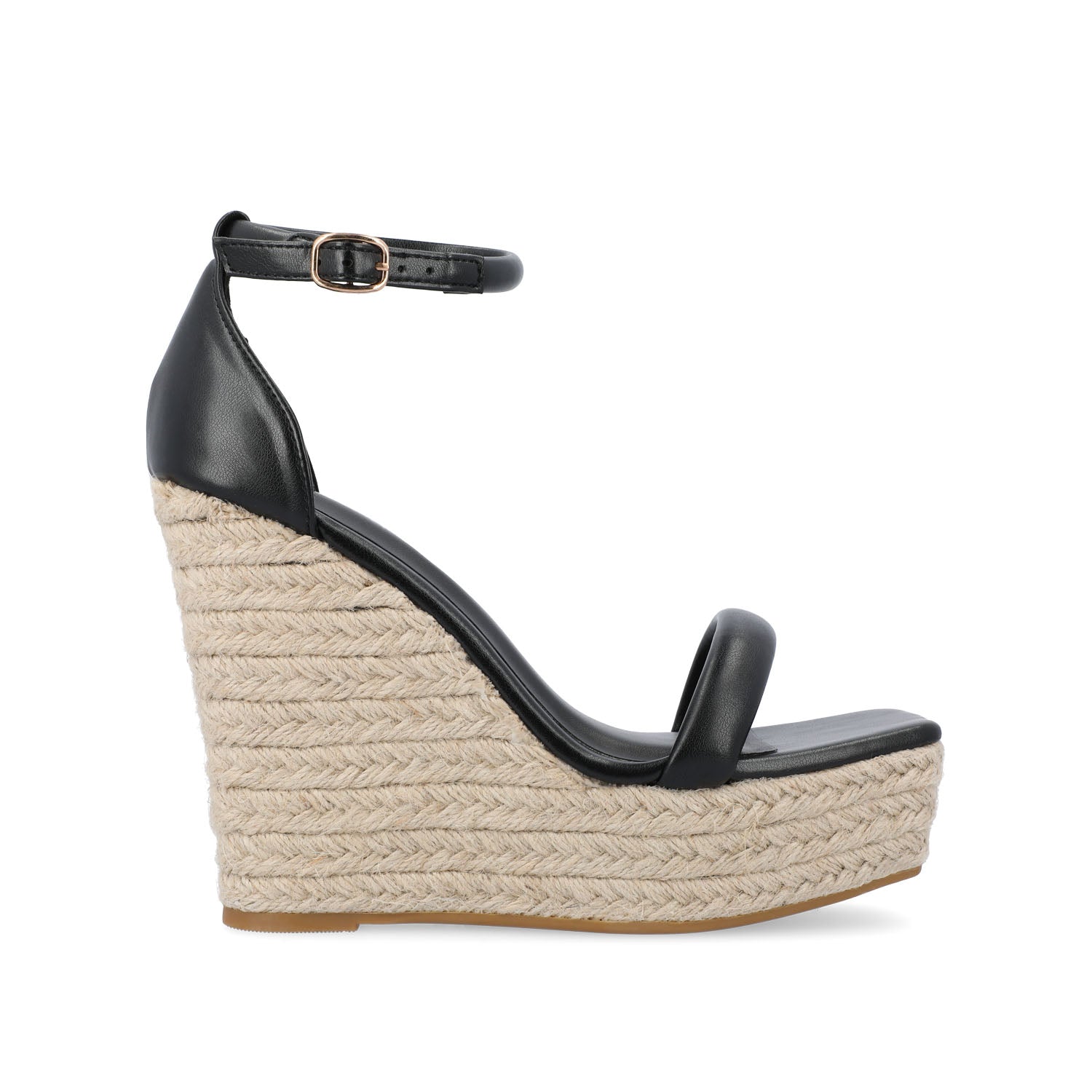 OLESIA ESPADRILLE WEDGE SANDALS IN VEGAN LEATHER - Black