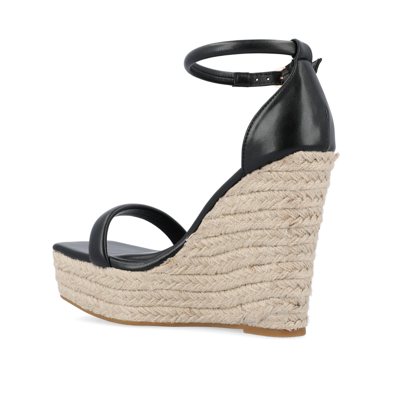 OLESIA ESPADRILLE WEDGE SANDALS IN VEGAN LEATHER - Black