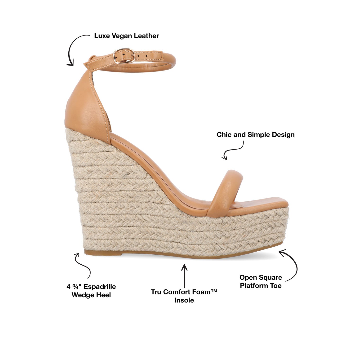 OLESIA ESPADRILLE WEDGE SANDALS IN VEGAN LEATHER - Tan