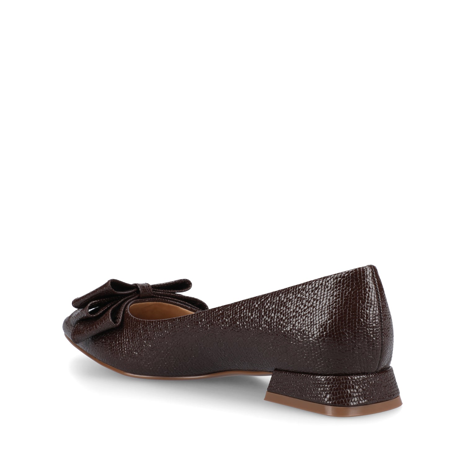OPHELIA LOW BLOCK CROCO BALLET FLATS - Brown Croco
