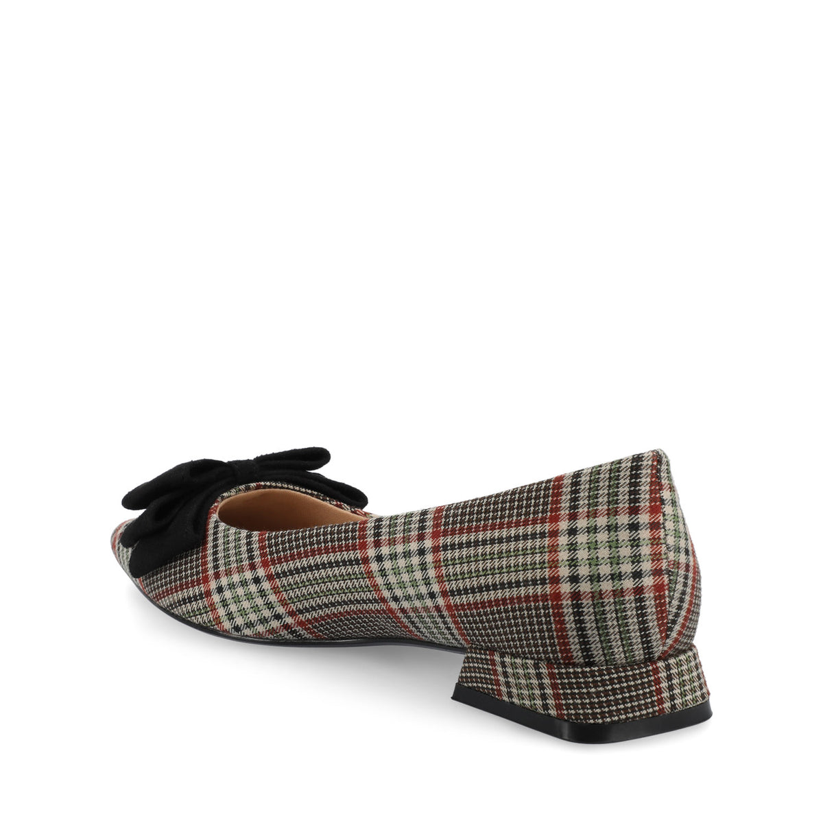 OPHELIA LOW BLOCK BALLET FLATS - Cream Chocolate Plaid