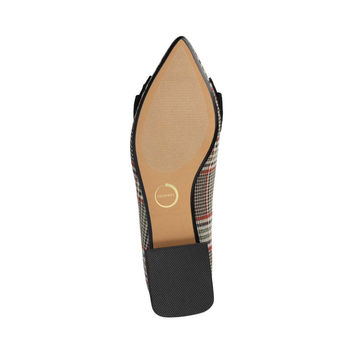 OPHELIA LOW BLOCK BALLET FLATS - Cream Chocolate Plaid