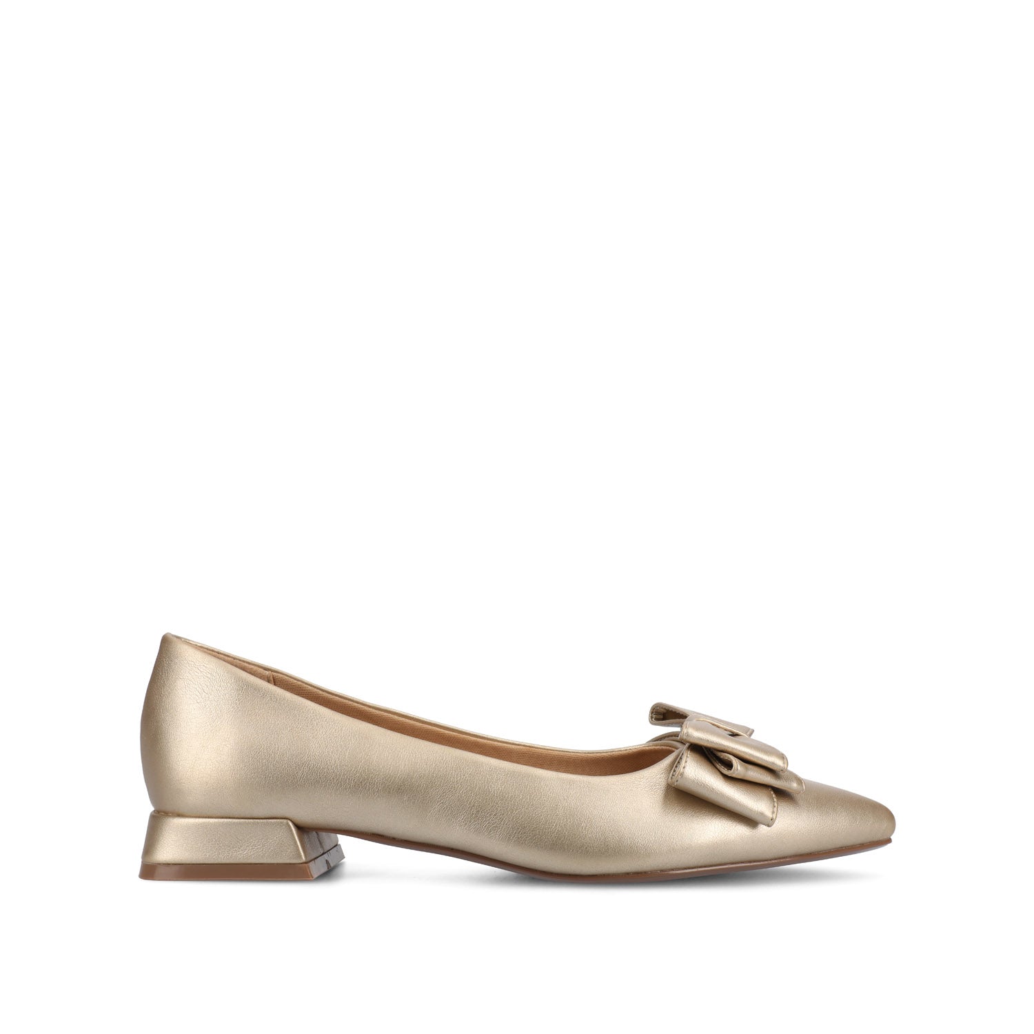 OPHELIA LOW BLOCK BALLET FLATS VEGAN LEATHER IN WIDE - Champagne