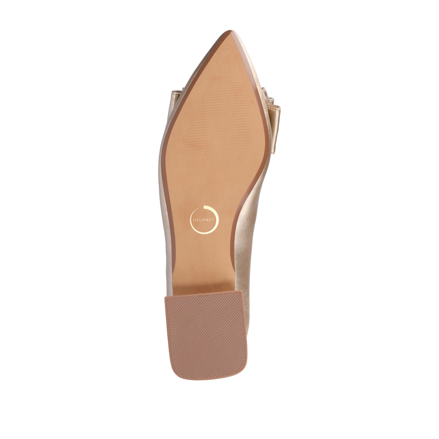 OPHELIA LOW BLOCK BALLET FLATS VEGAN LEATHER IN WIDE - Champagne
